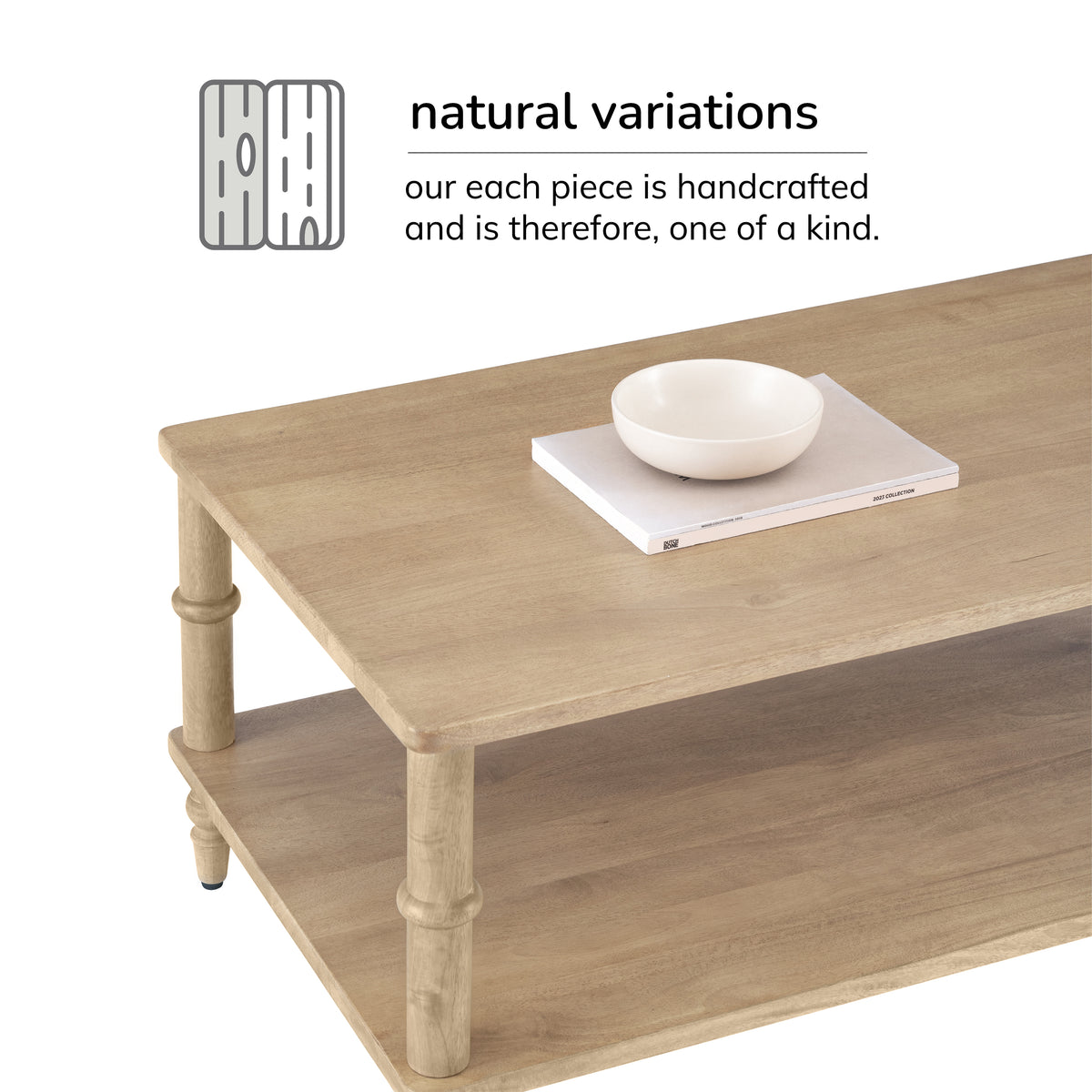 Rhonda Solid Wood Coffee Table - Warm Sand