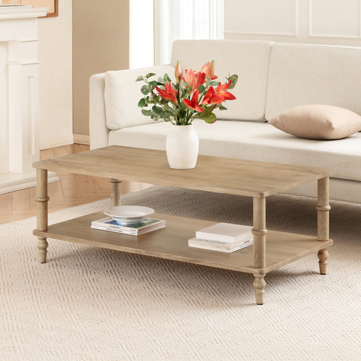 Rhonda Solid Wood Coffee Table - Warm Sand