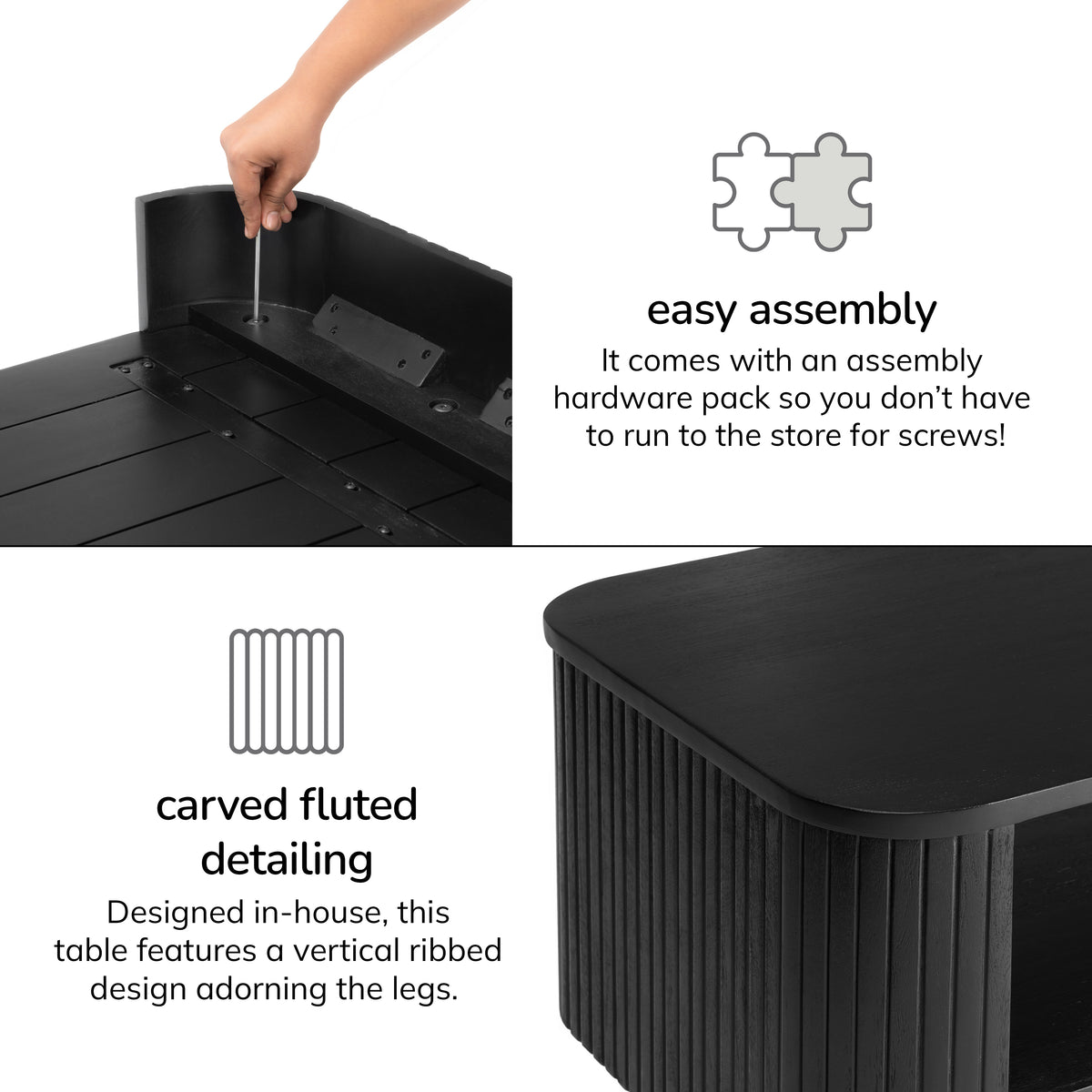 Warwick Solid Wood Coffee Table - Black