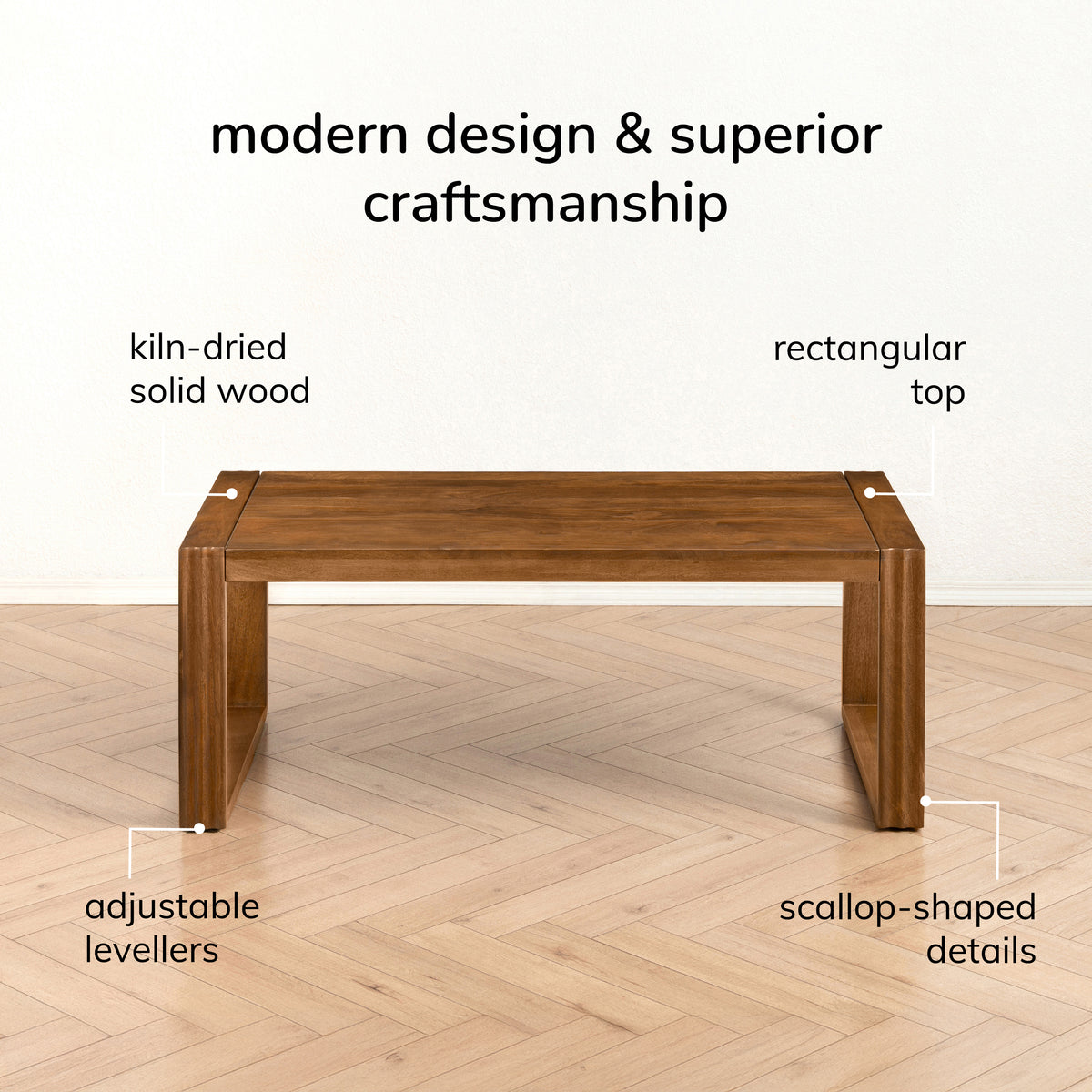Lori Solid Wood Coffee Table - Walnut