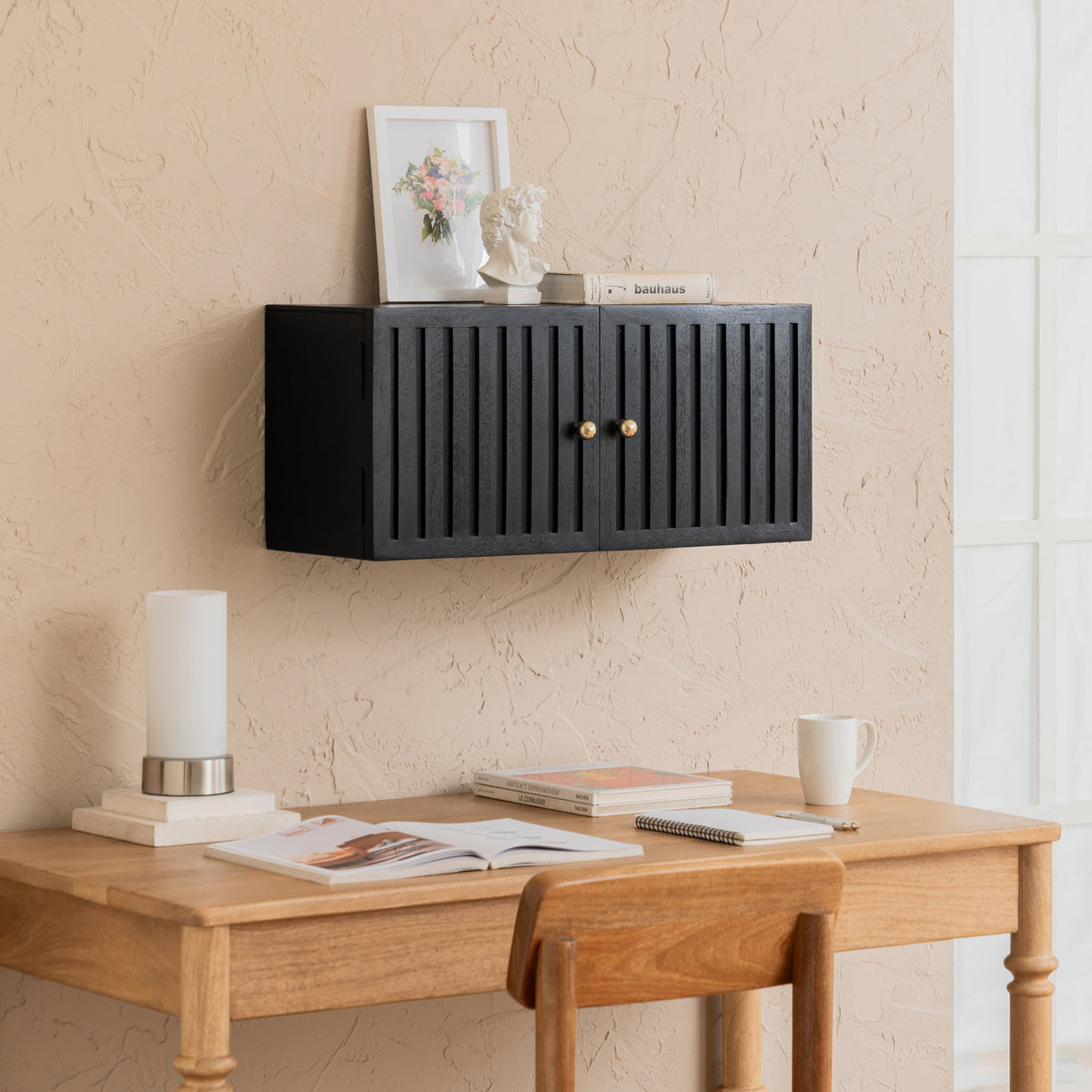 Monsoon Solid Wood Floating Cabinet - Black