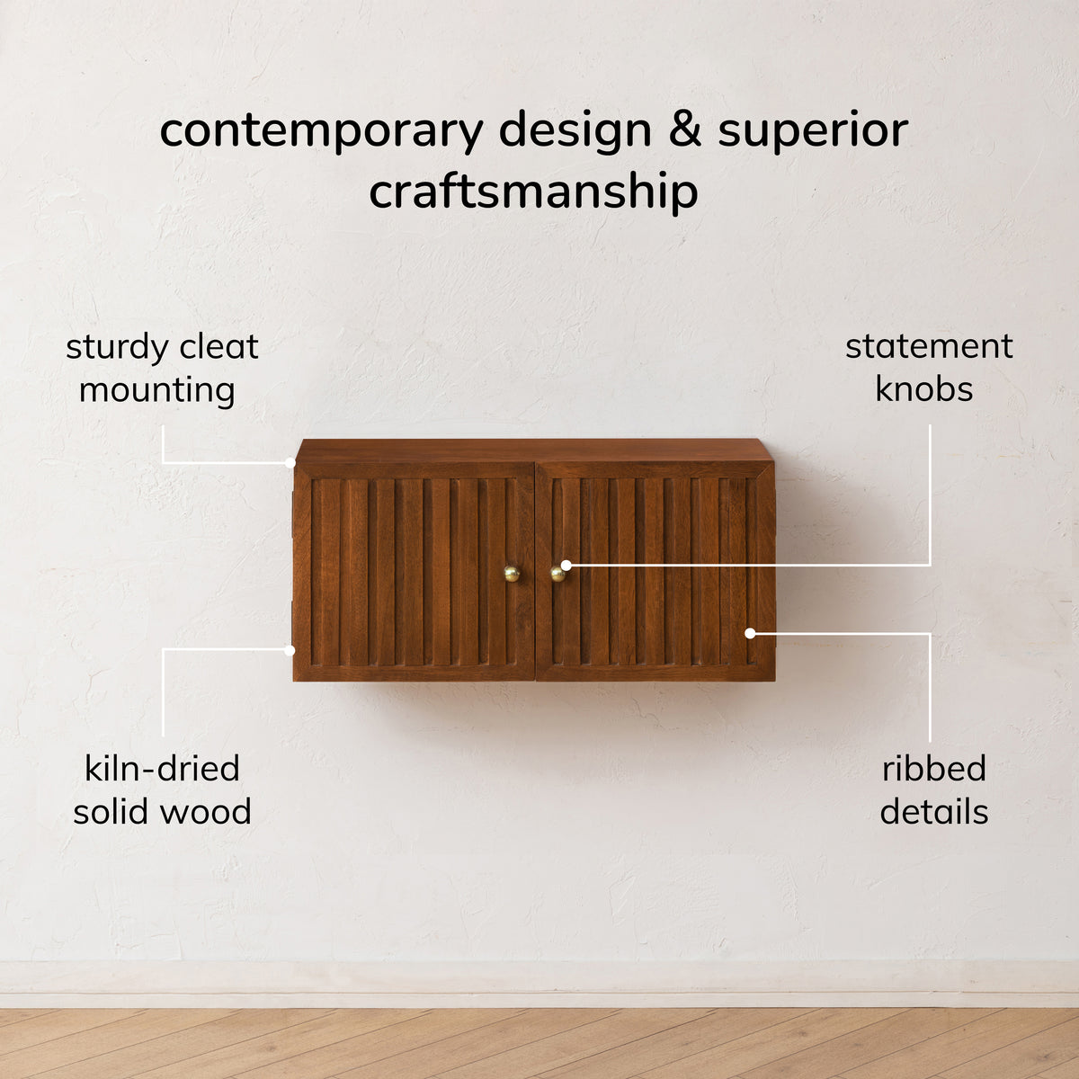 Monsoon Solid Wood Floating Cabinet - Walnut