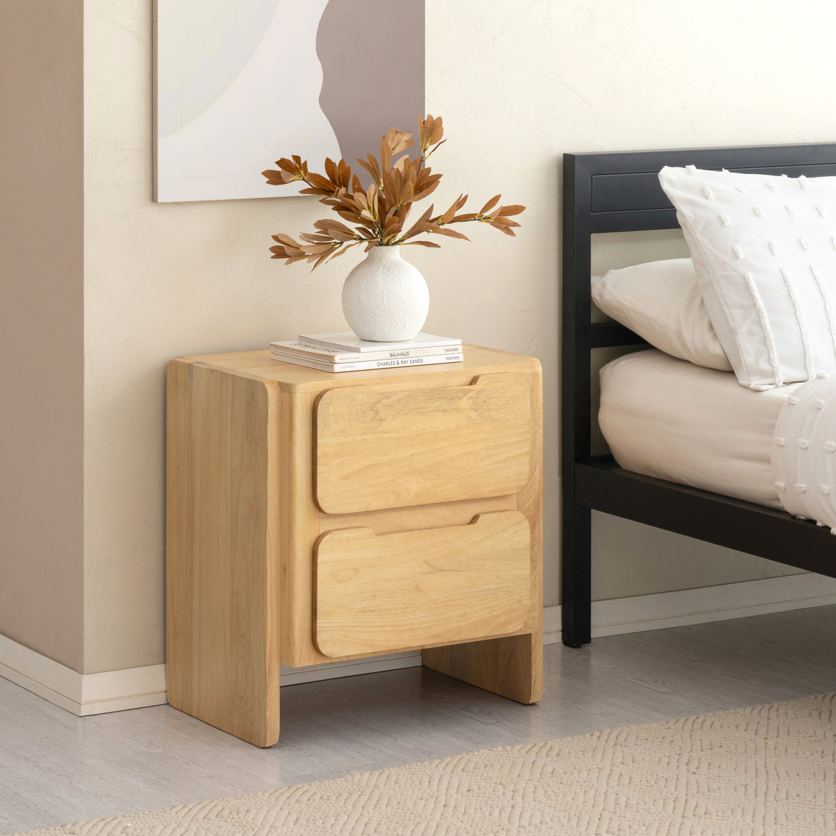Maggie Solid Wood Nightstand - Light Blonde
