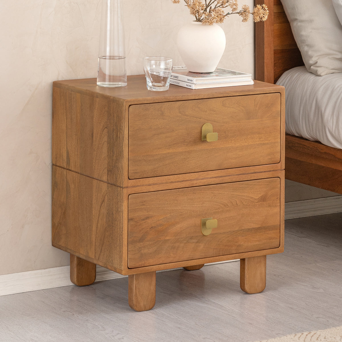 Layla Solid Wood Nightstand - Mid Tone Honey