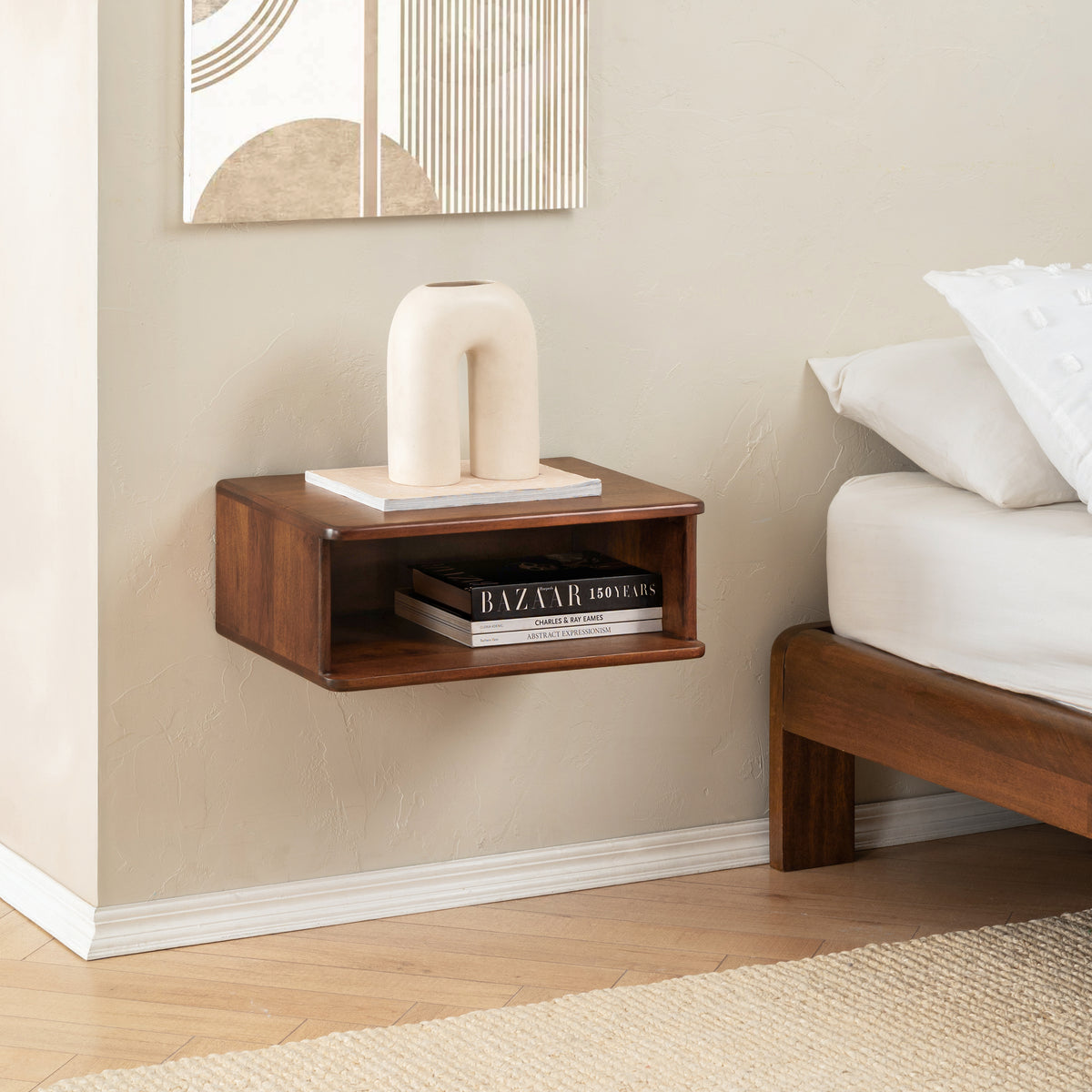 Solie Solid Wood Nightstand - Walnut