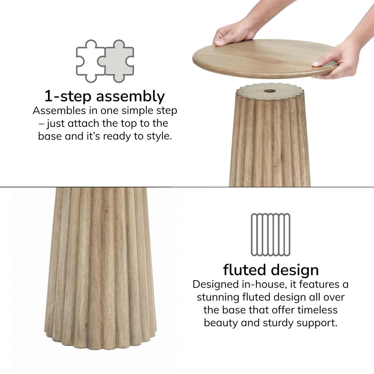 Sienna Solid Wood End Table Warm Sand - Warm Sand