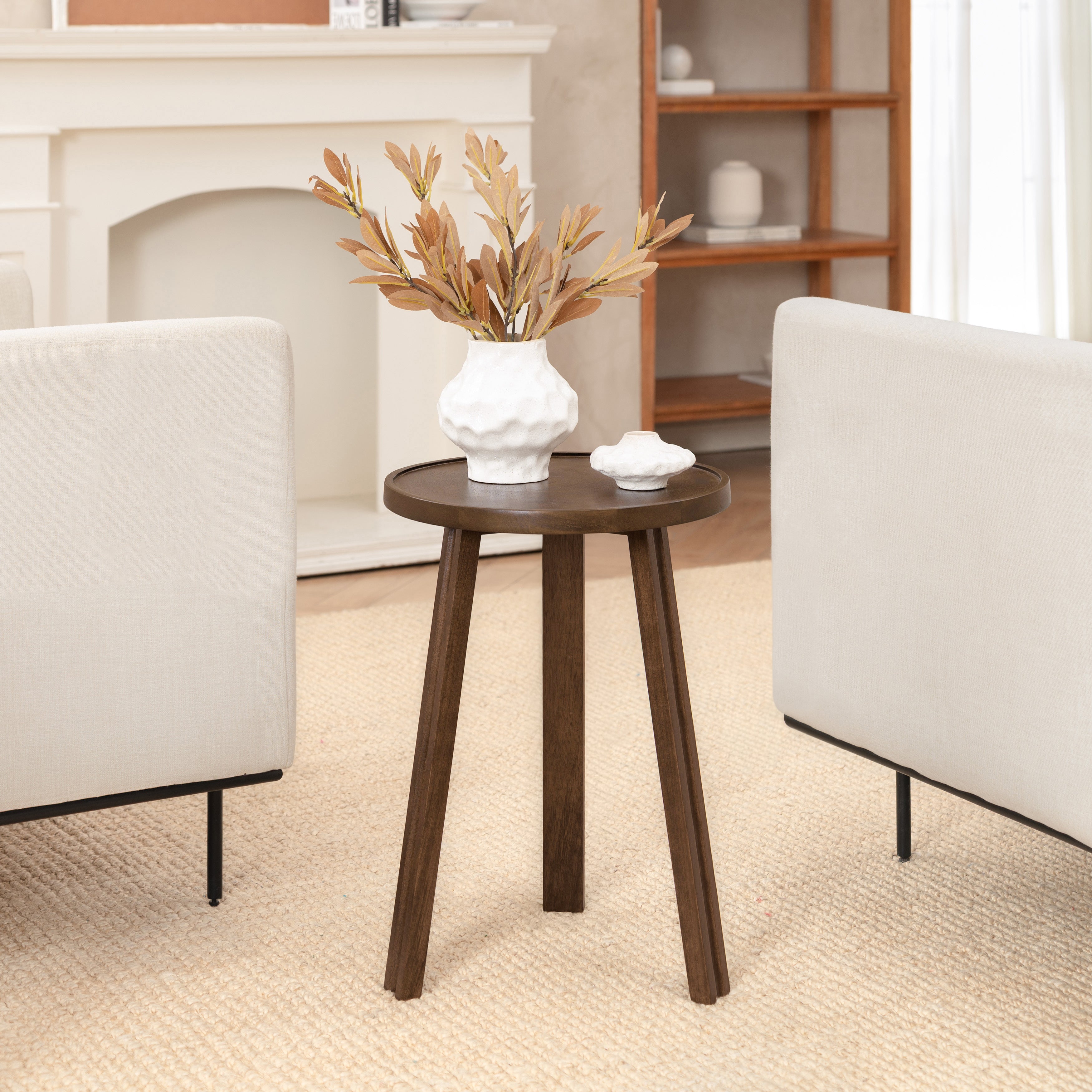 Ethel Solid Mango Wood End Table - Hazel Brown