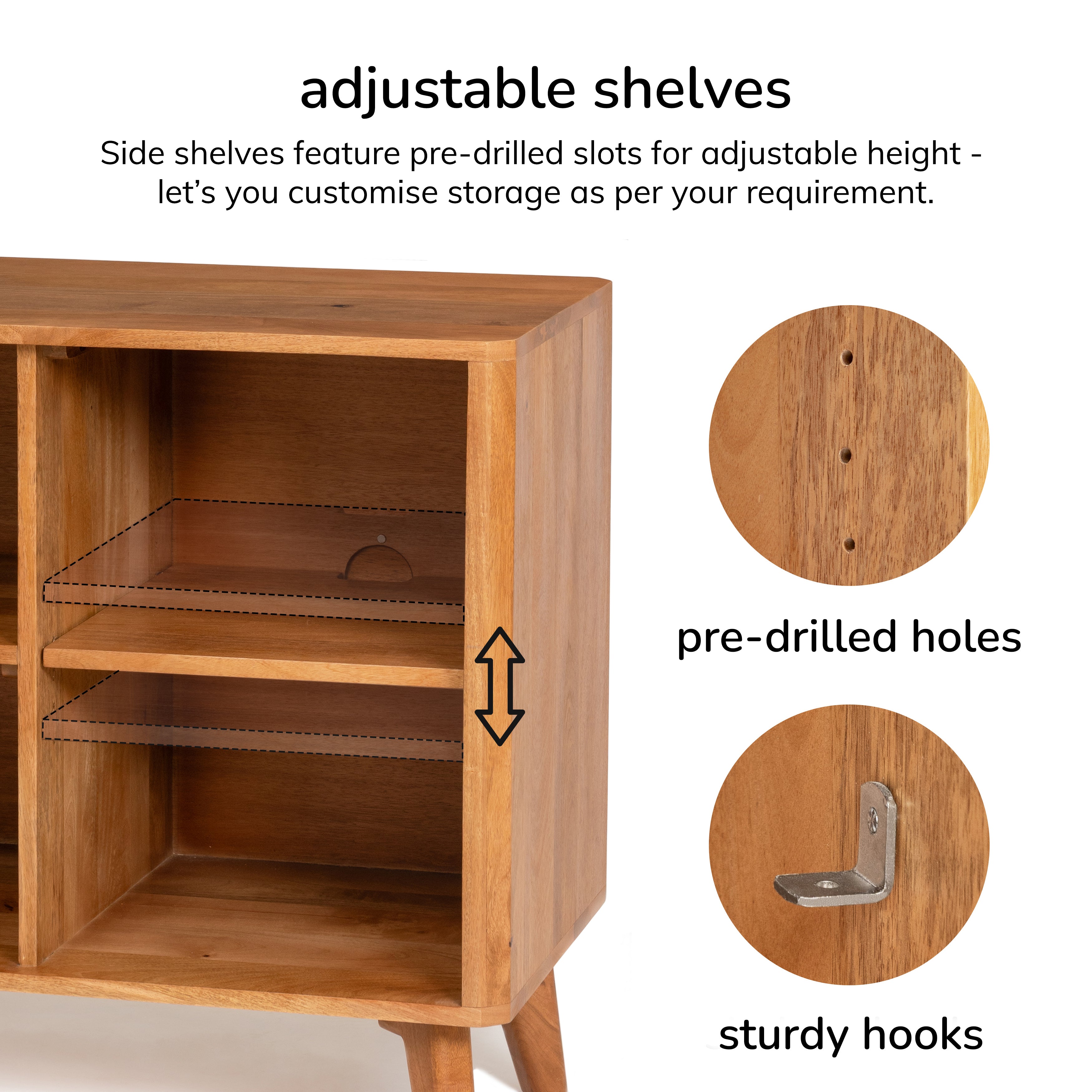 Lennox 2 Door Solid Mango Wood Media Unit - Mid Tone Honey