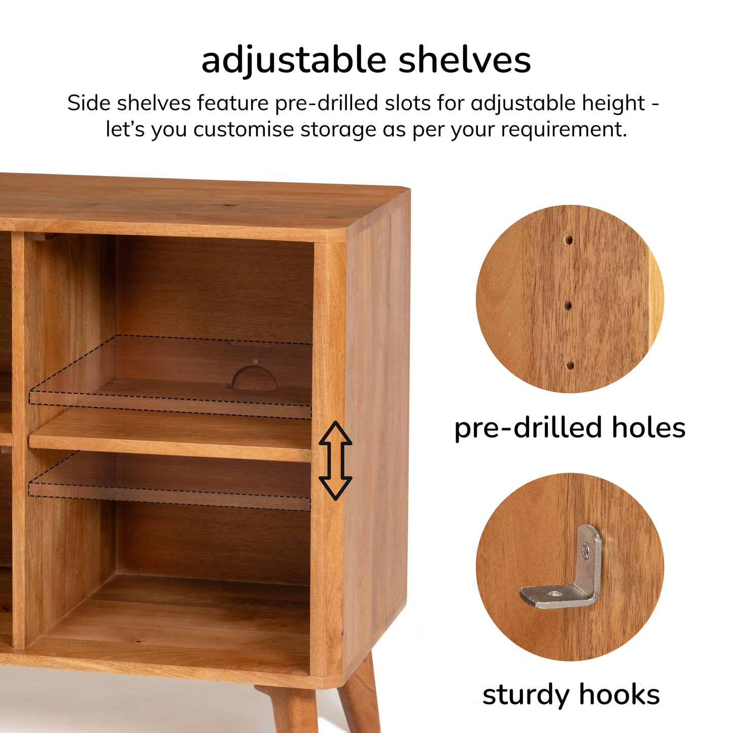 Lennox 2 Door Solid Mango Wood Media Unit - Mid Tone Honey