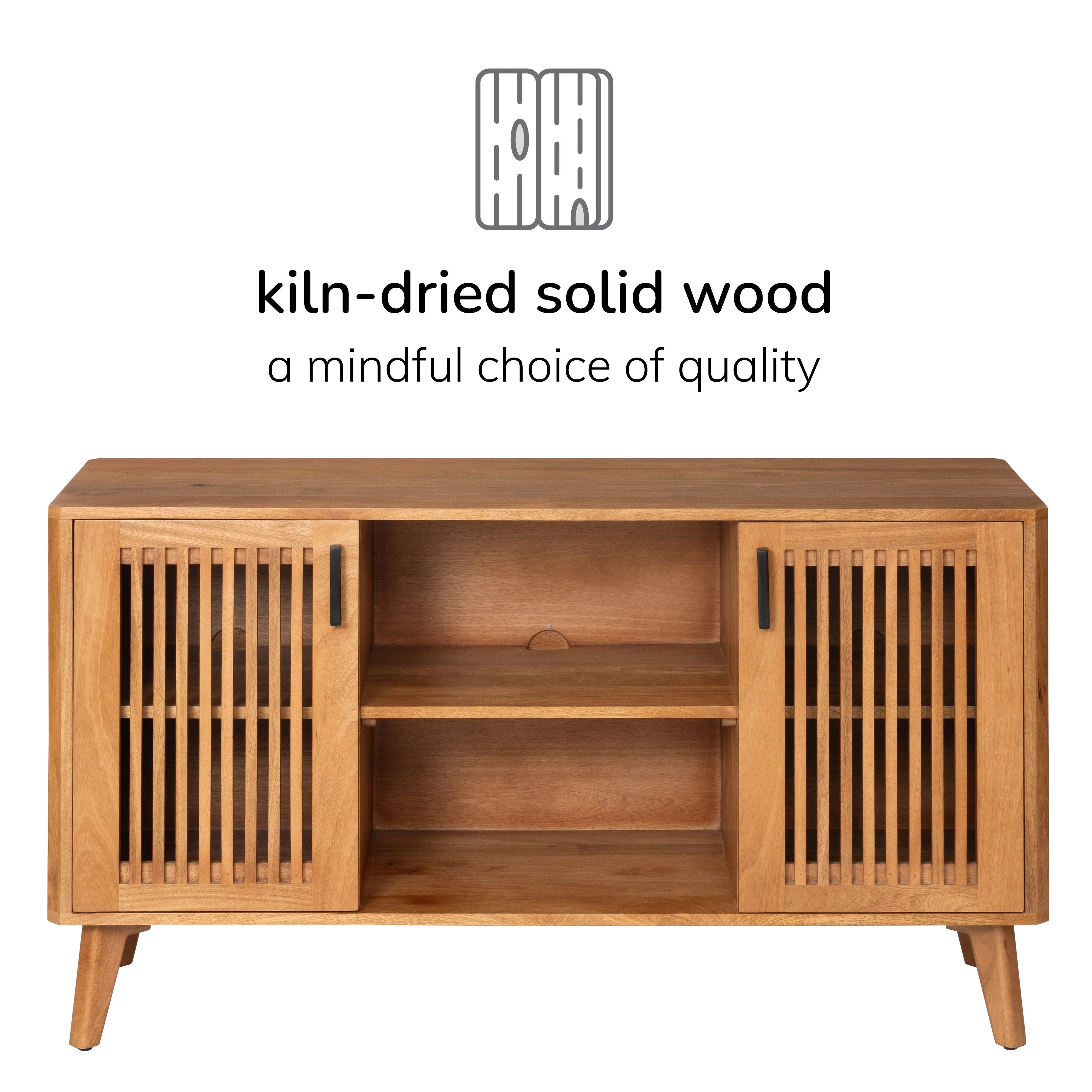 Lennox 2 Door Solid Mango Wood Media Unit - Mid Tone Honey