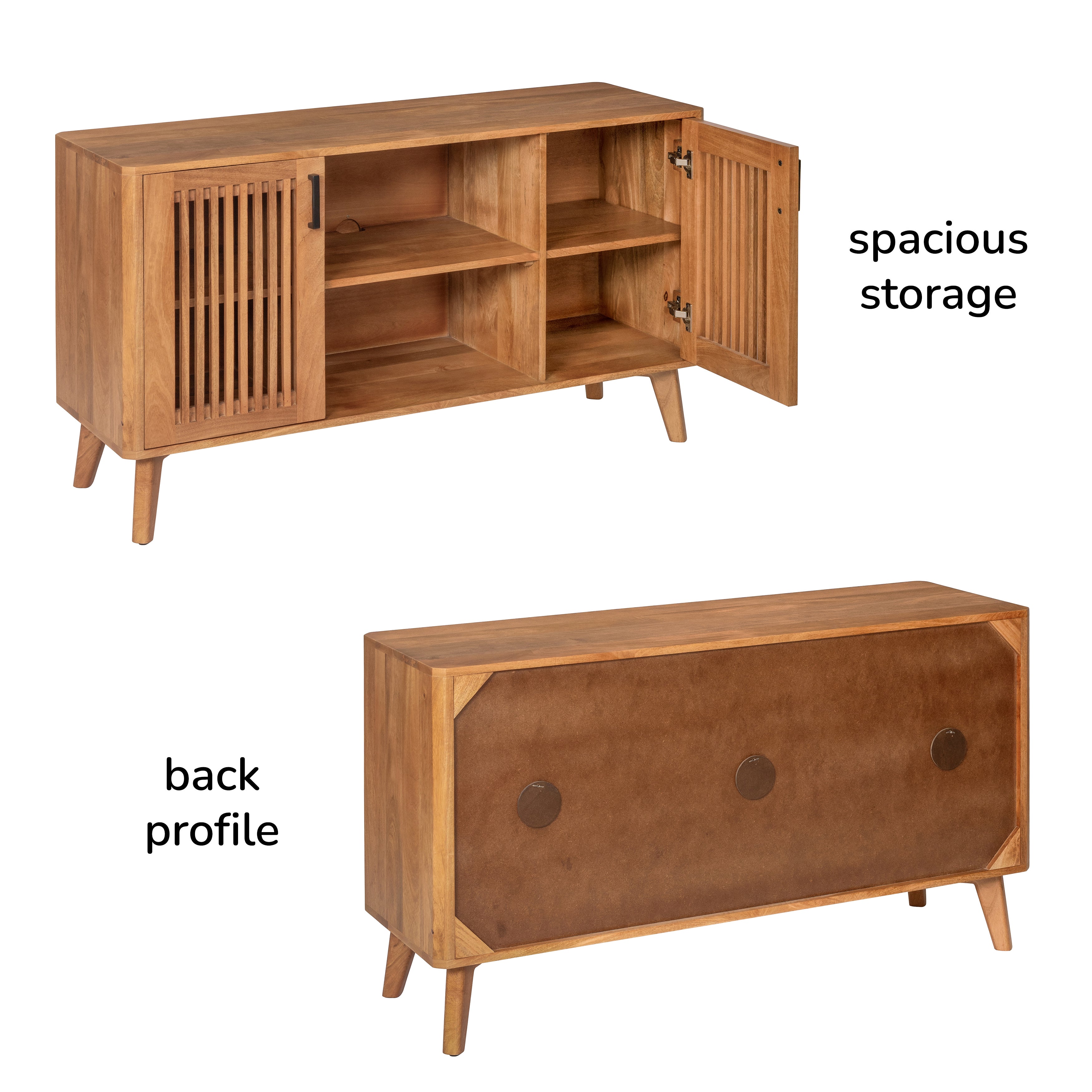 Lennox 2 Door Solid Mango Wood Media Unit - Mid Tone Honey