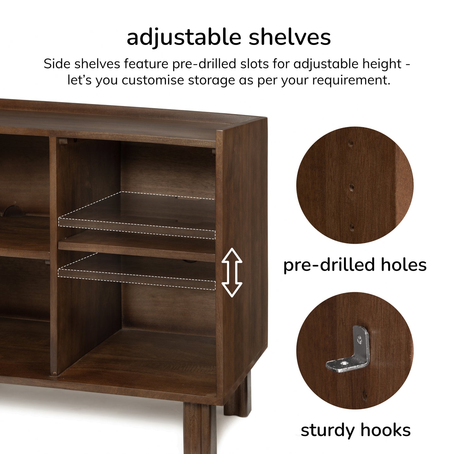 Danza 2 Door Solid Mango Wood Media Unit - Hazel Brown