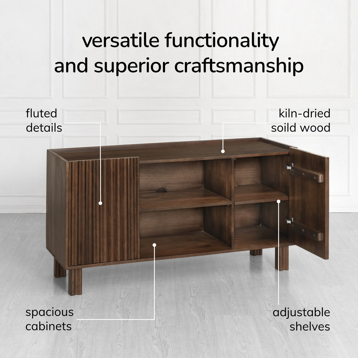 Danza 2 Door Solid Wood Media Unit - Hazel Brown