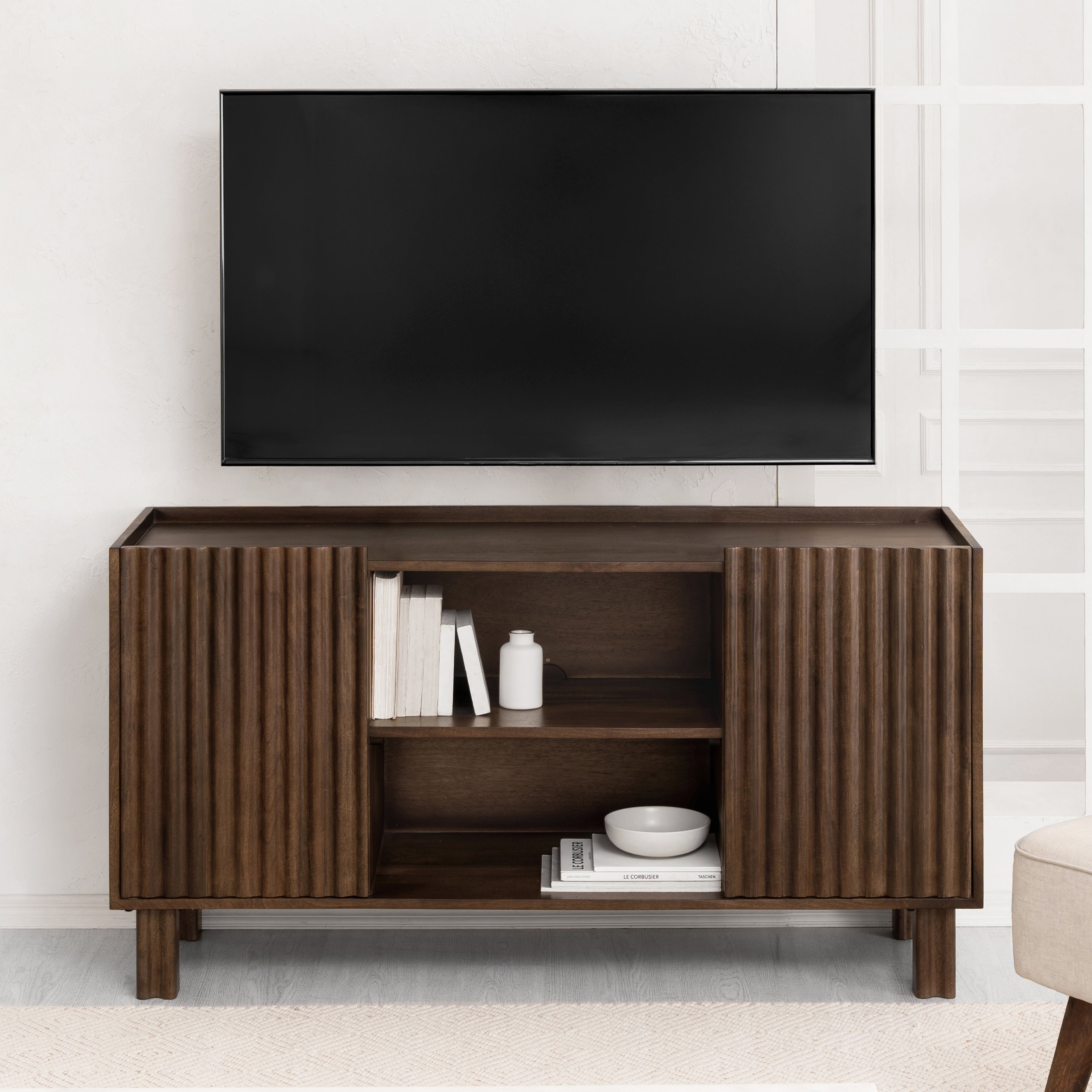 Danza 2 Door Solid Mango Wood Media Unit - Hazel Brown