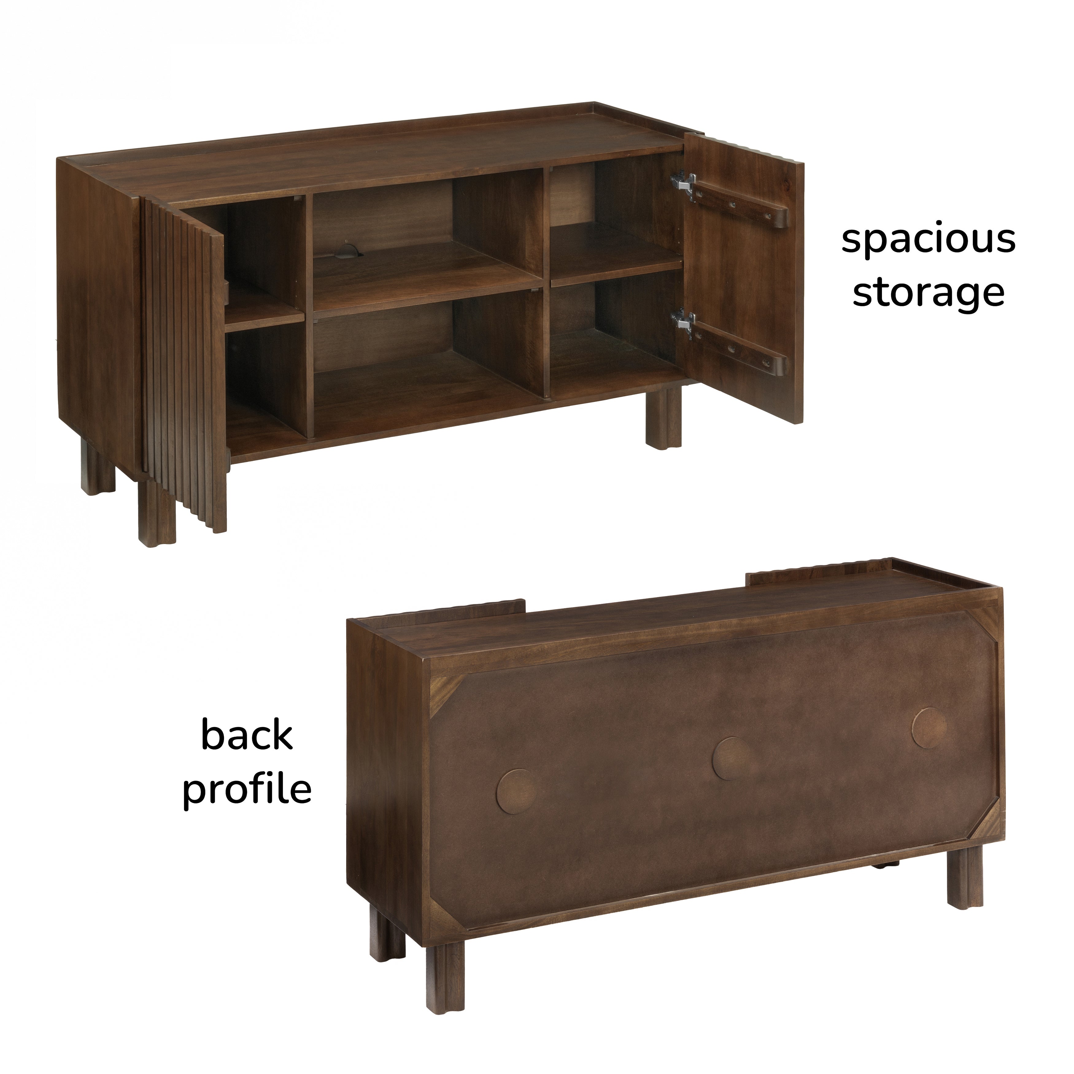 Danza 2 Door Solid Mango Wood Media Unit - Hazel Brown