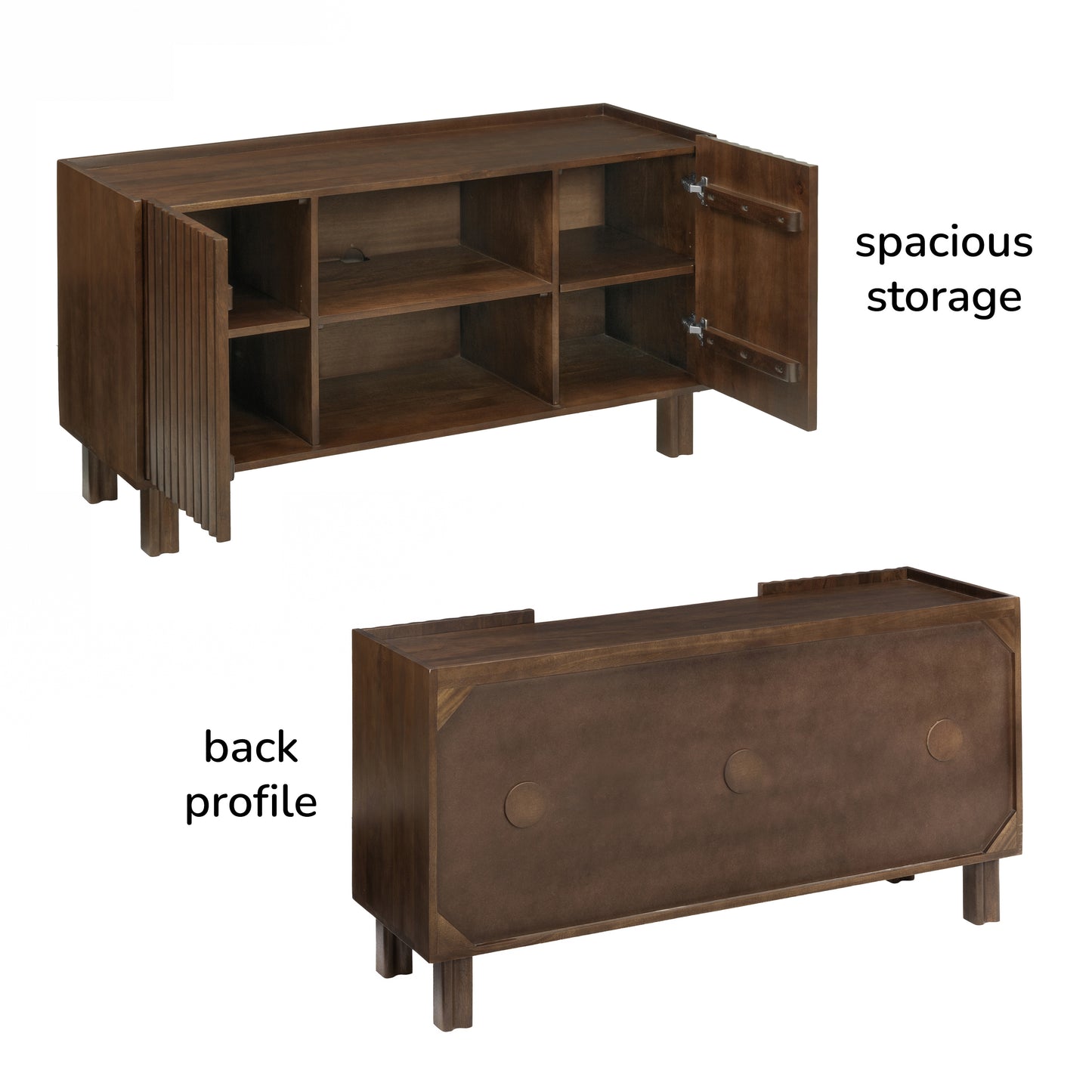 Danza 2 Door Solid Mango Wood Media Unit - Hazel Brown