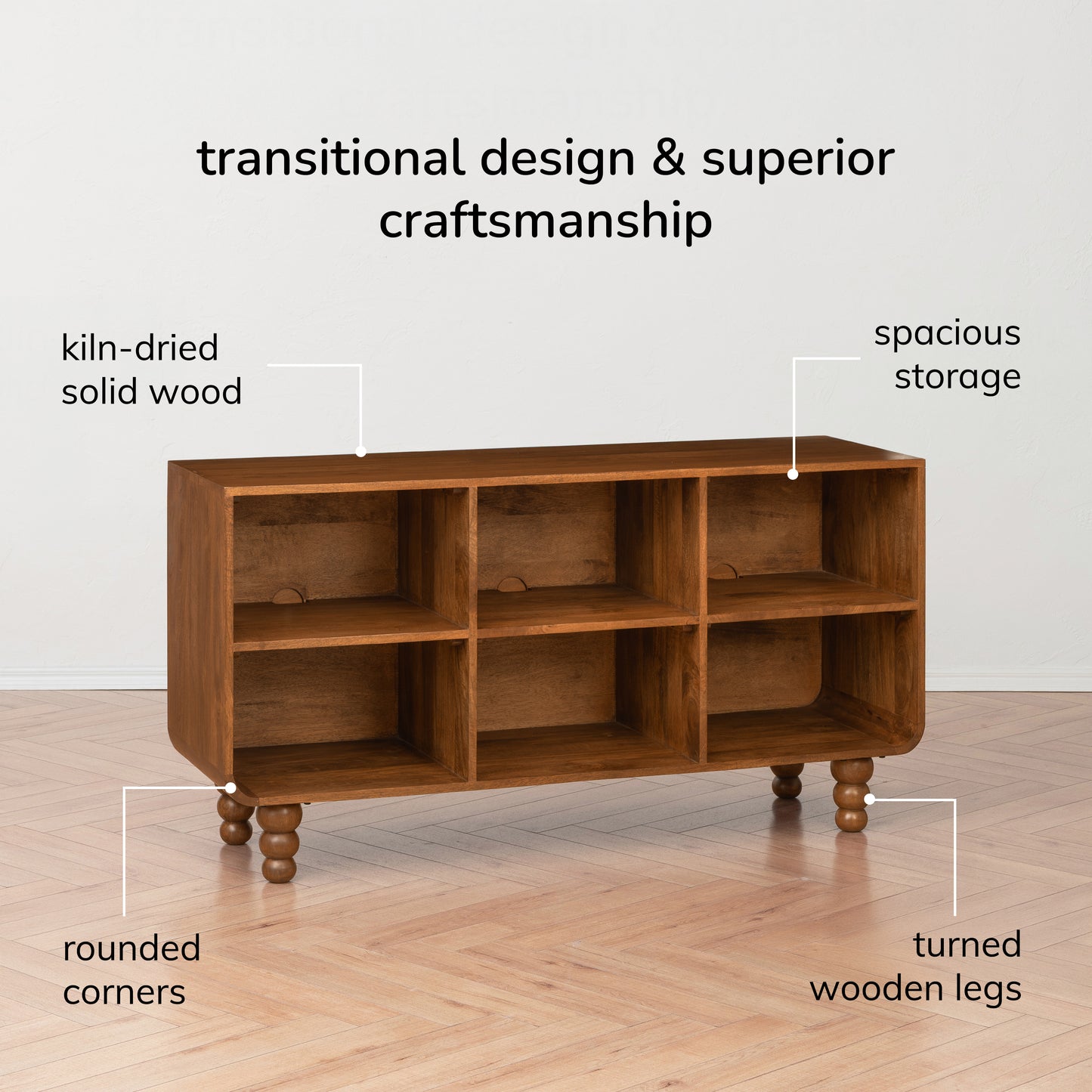 Safi Open Shelves Solid Wood Media Unit - Walnut