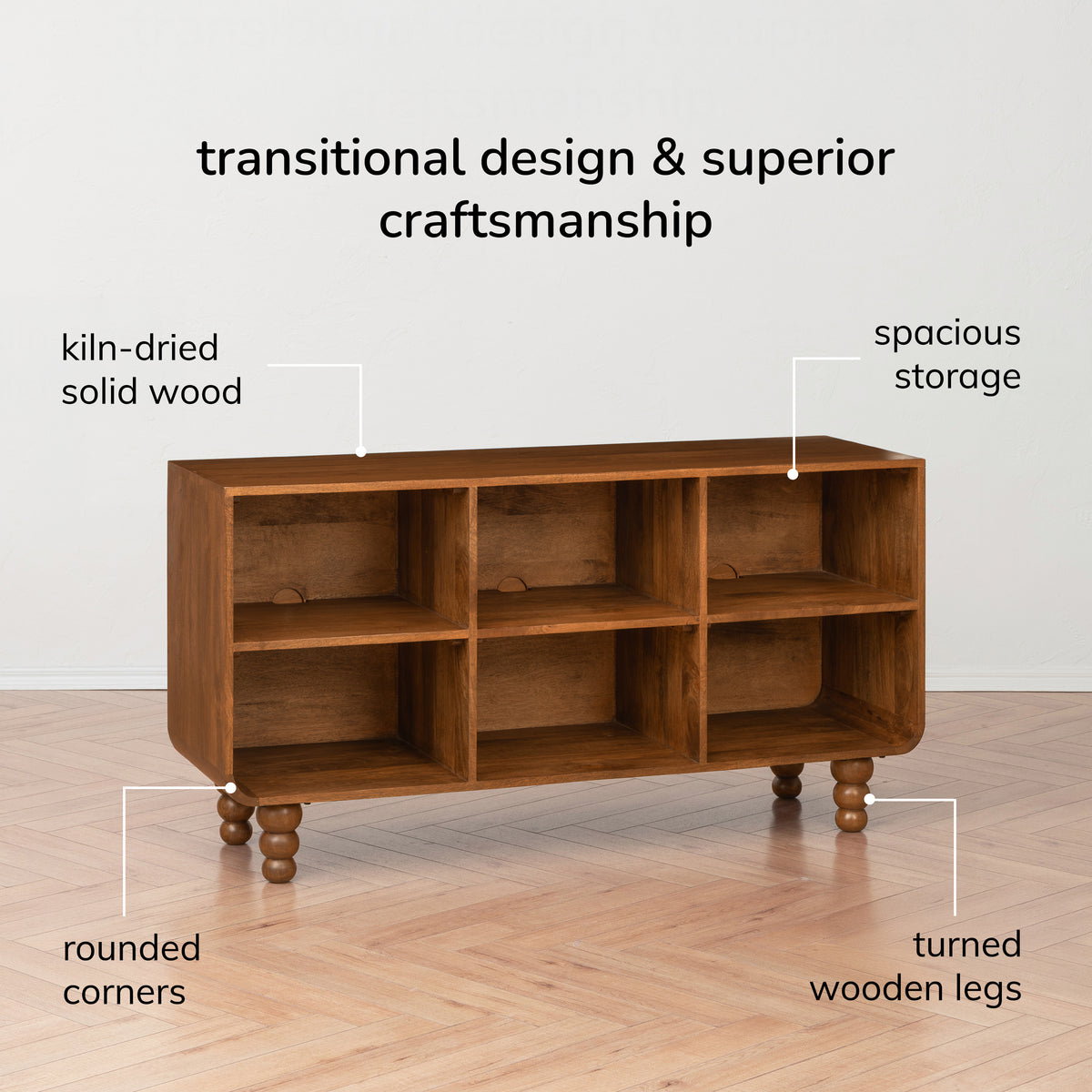 Safi Open Shelves Solid Wood Media Unit - Walnut