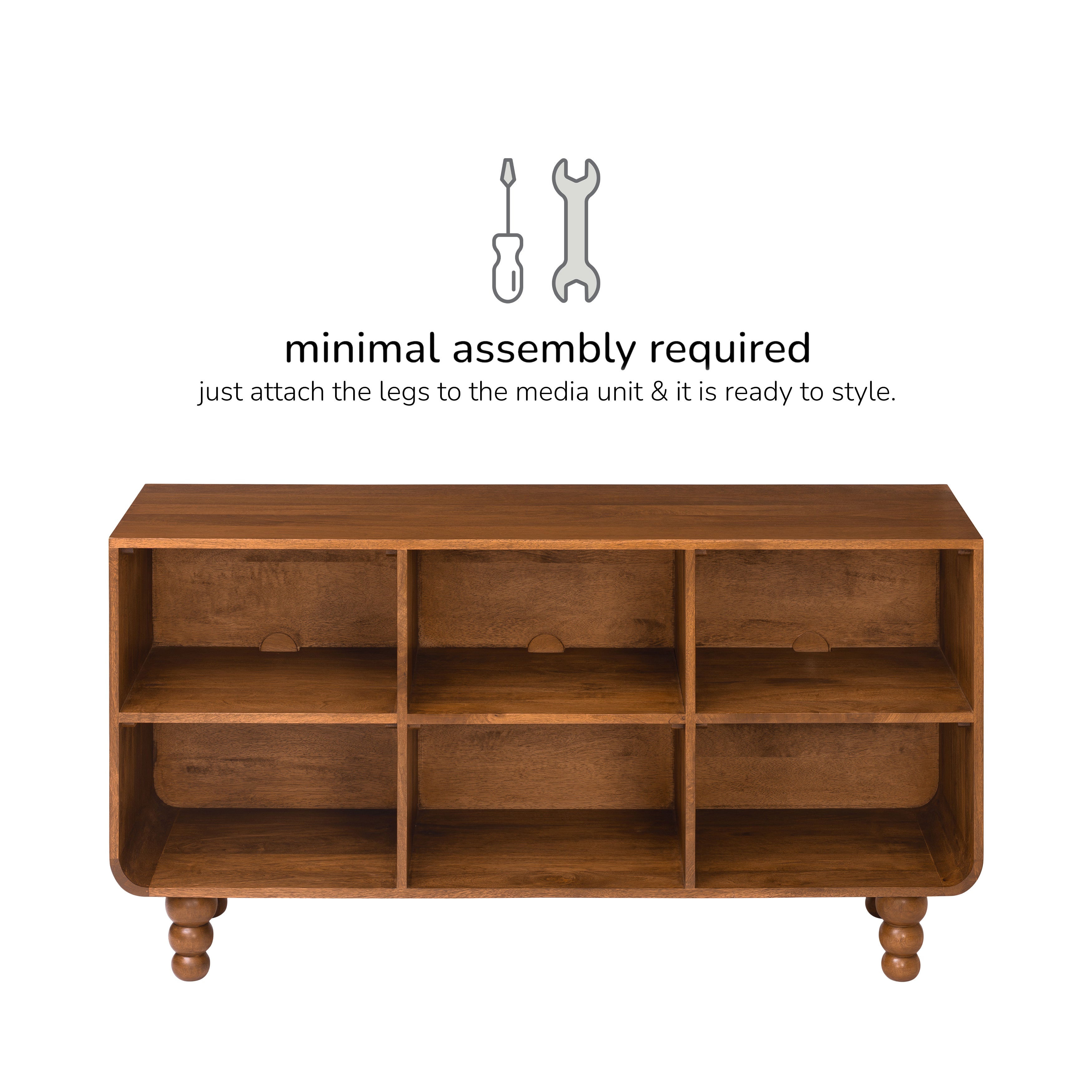 Safi Open Shelves Solid Wood Media Unit - Walnut