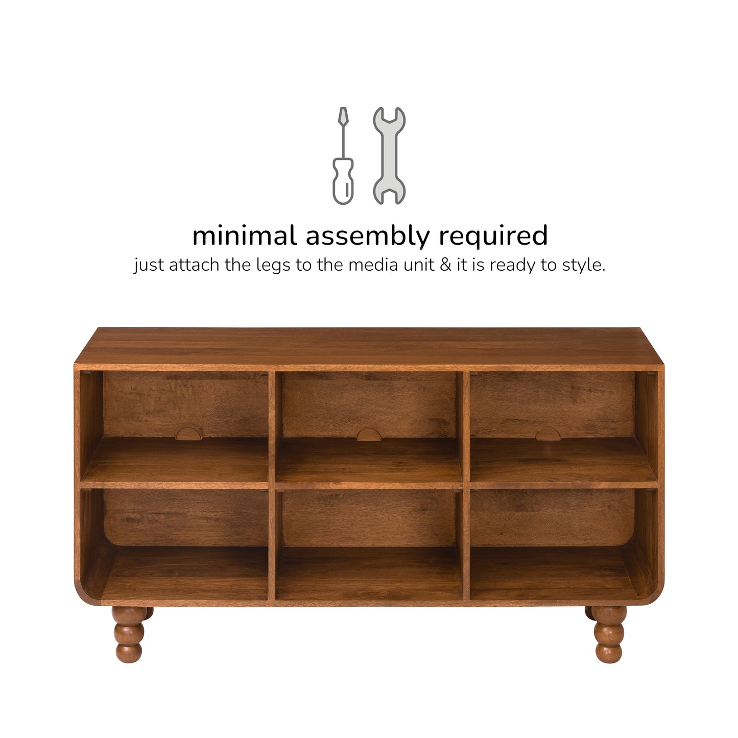 Safi Open Shelves Solid Wood Media Unit - Walnut