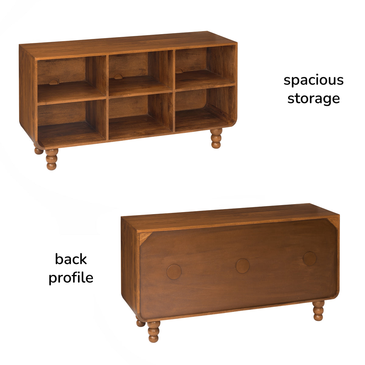 Safi Open Shelves Solid Wood Media Unit - Walnut