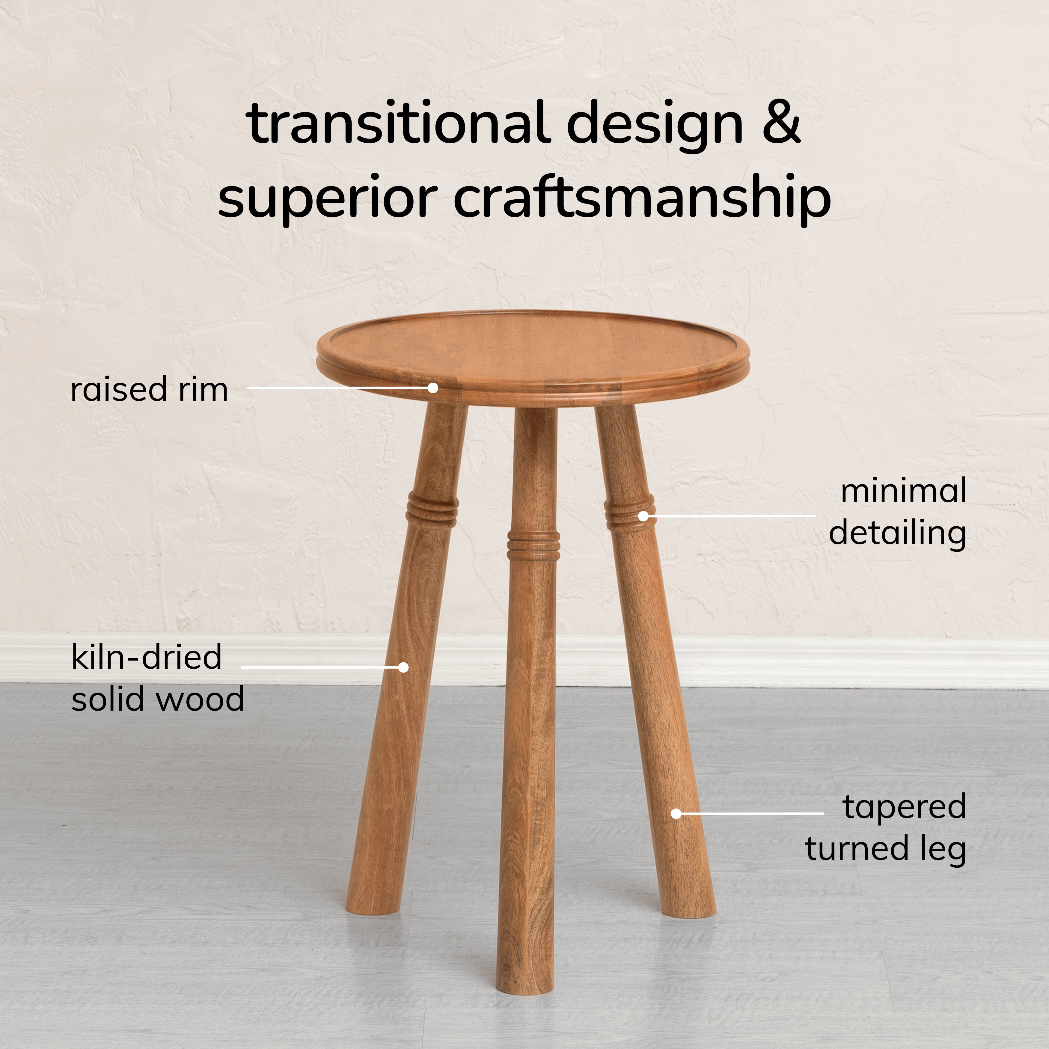 Lola Solid Wood End Table - Mid Tone Honey