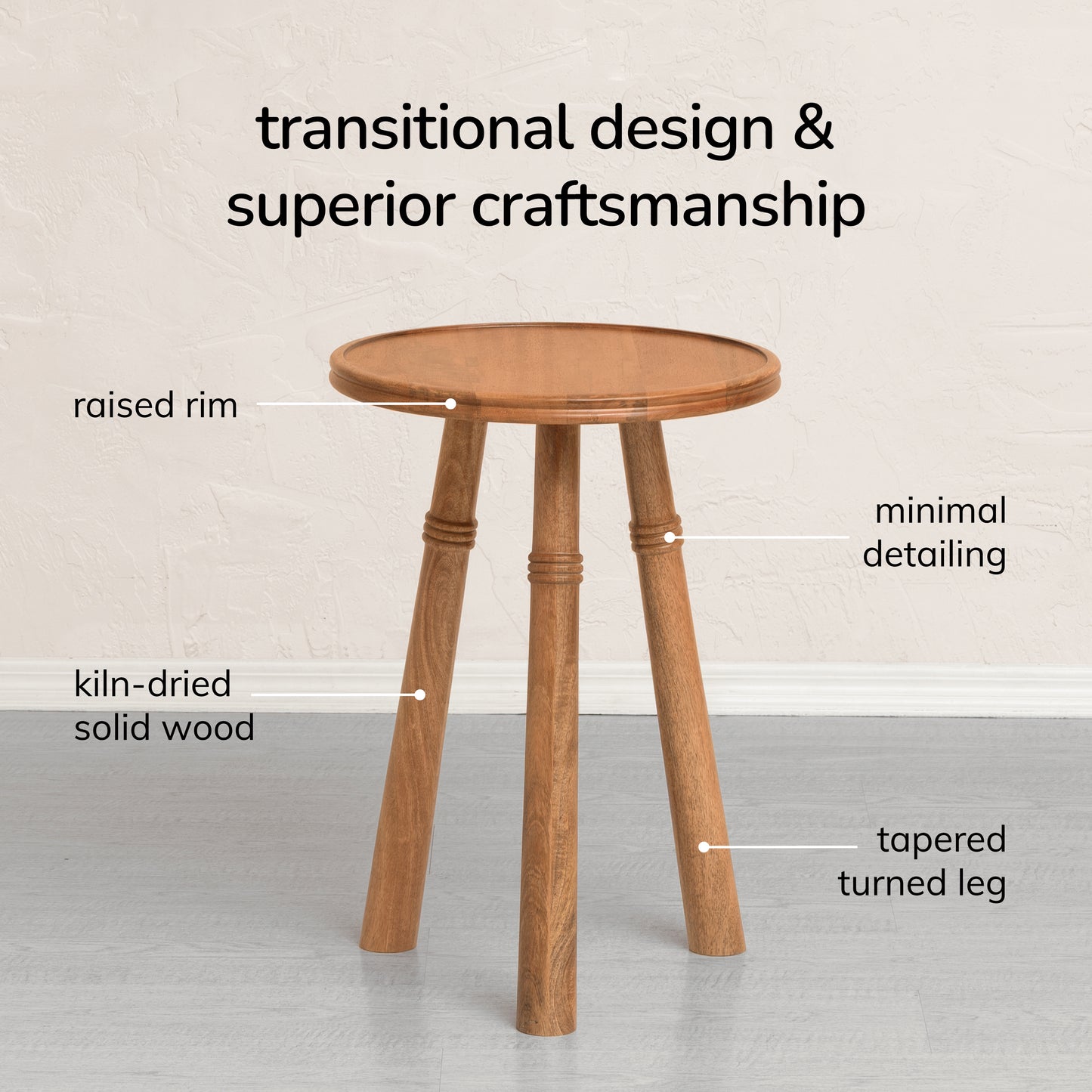 Lola Solid Wood End Table - Mid Tone Honey