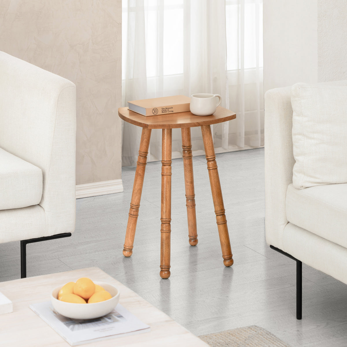 Spritz Solid Mango Wood End Table - Mid Tone Honey