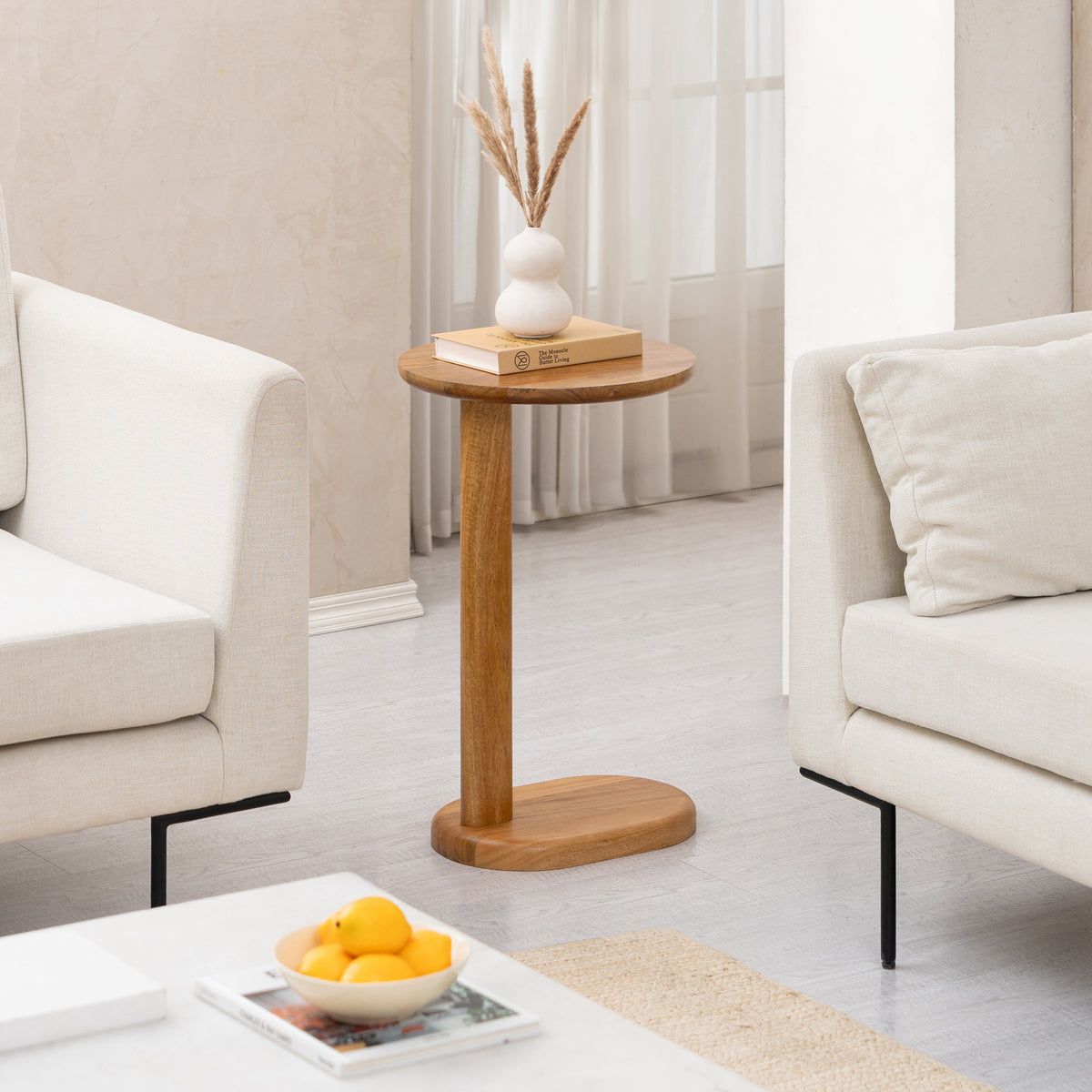 Nora Solid Mango Wood End Table - Mid Tone Honey