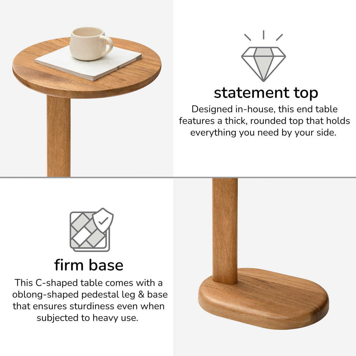 Nora Solid Mango Wood End Table - Mid Tone Honey