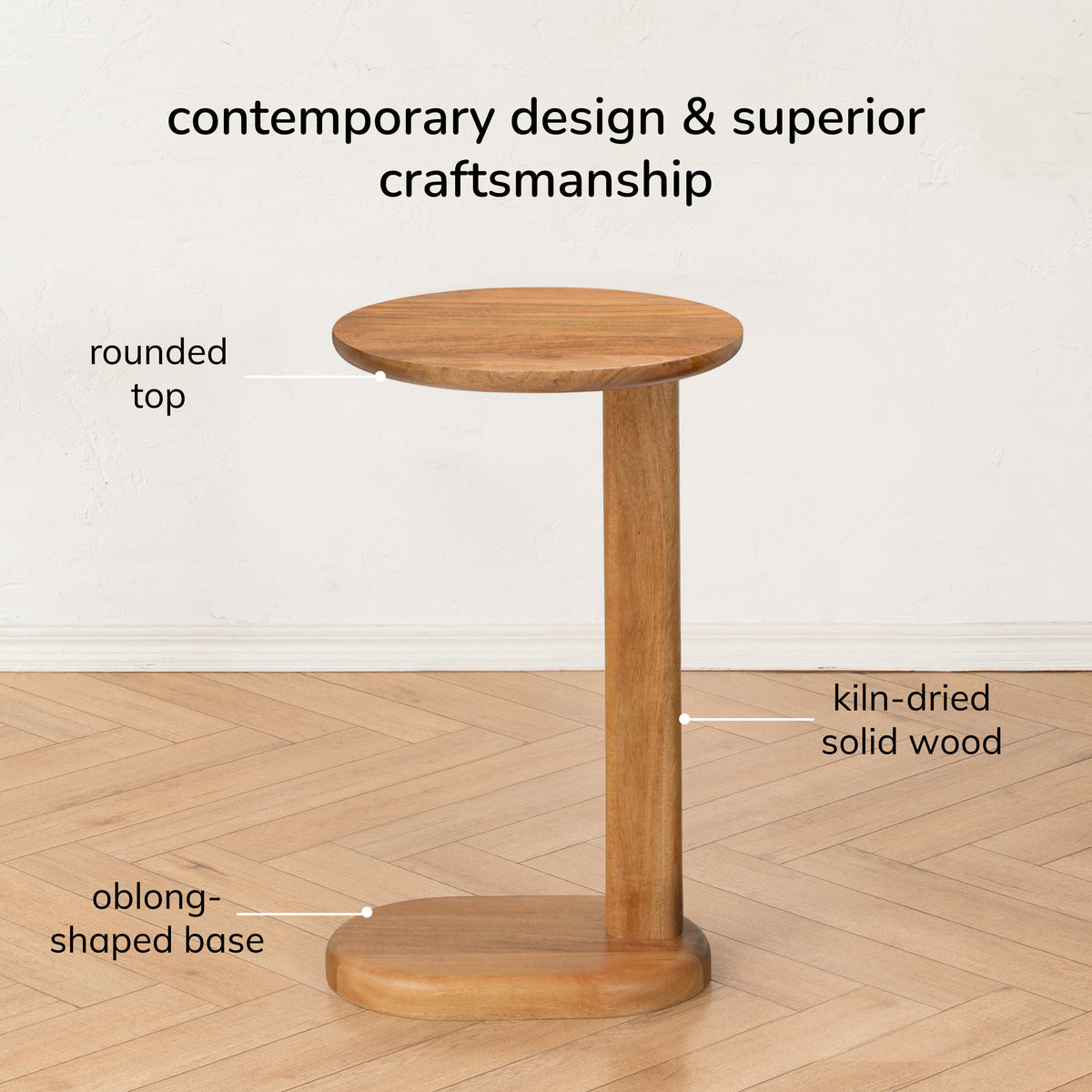 Nora Solid Mango Wood End Table - Mid Tone Honey