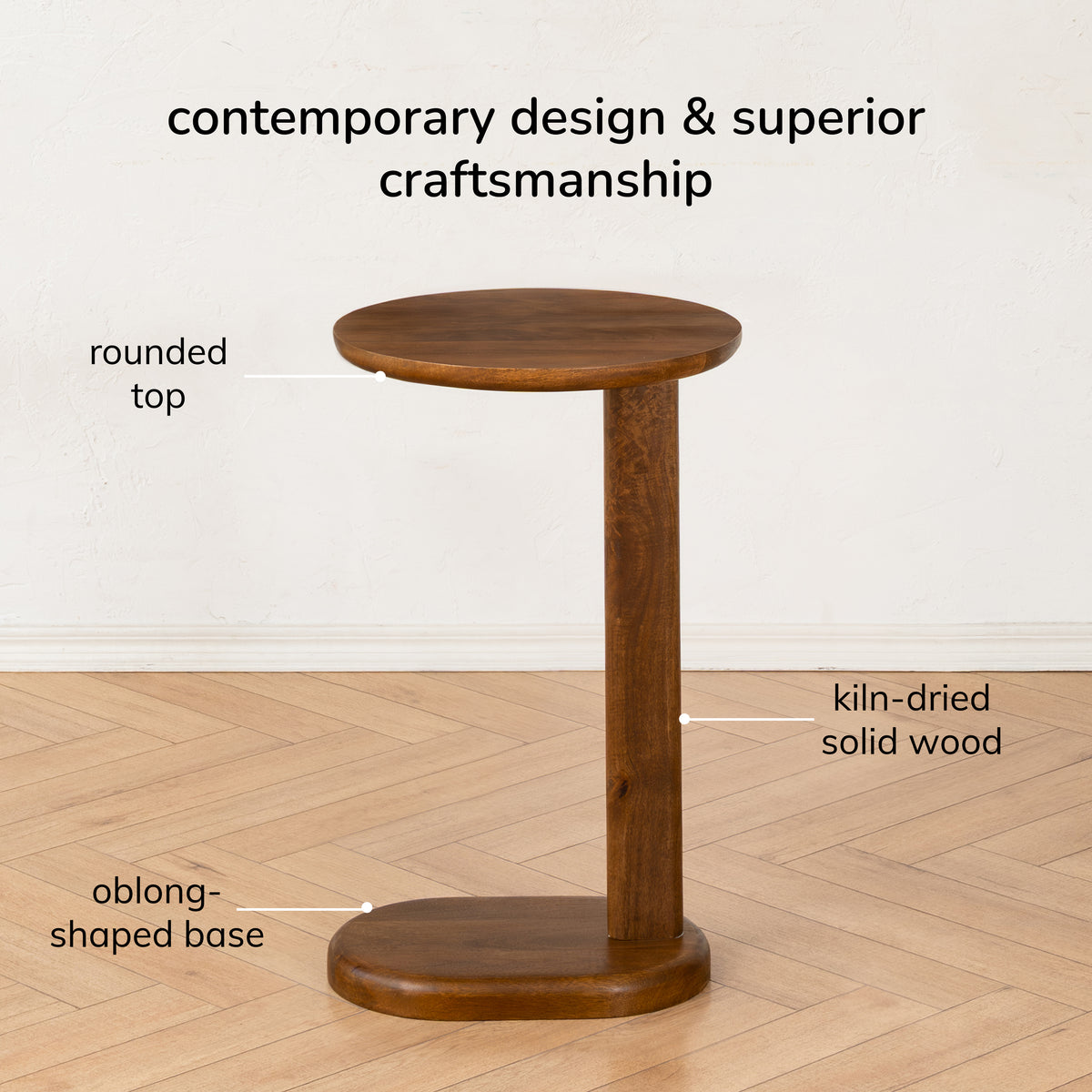 Nora Solid Mango Wood End Table - Walnut