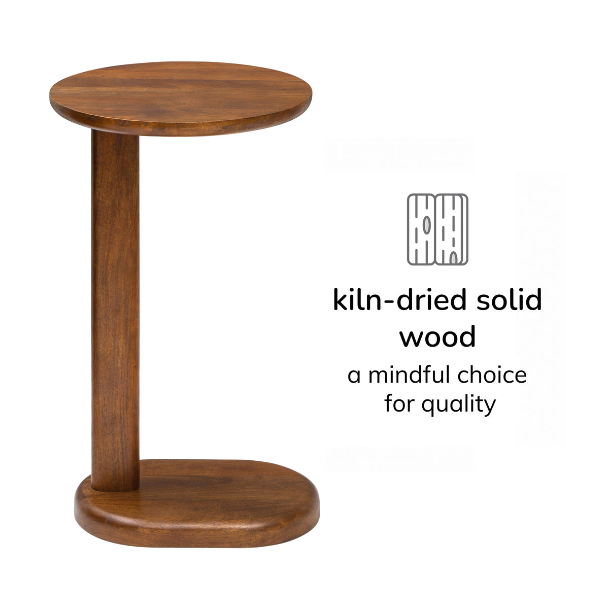 Nora Solid Mango Wood End Table - Walnut