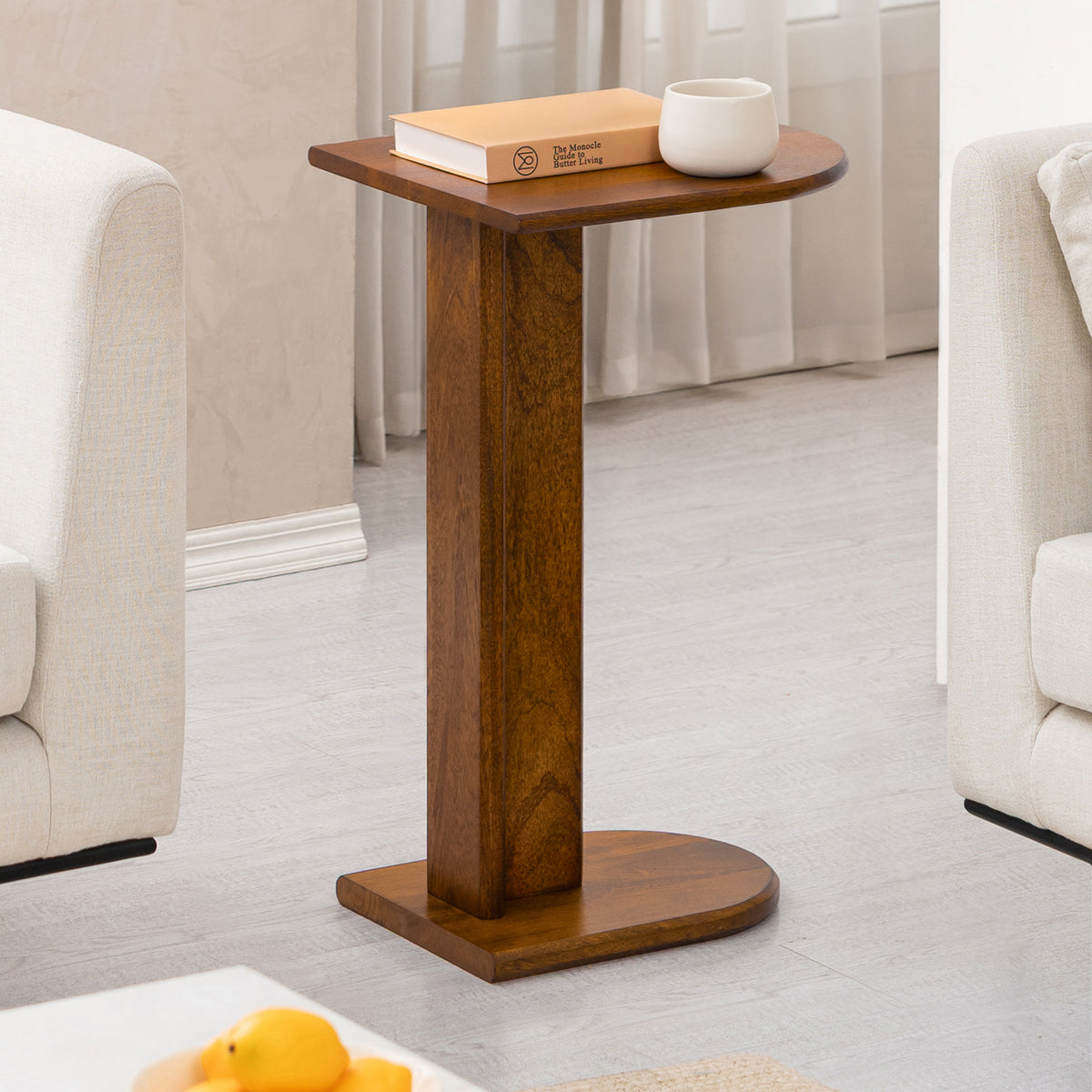 Ivy Solid Mango Wood End Table - Walnut