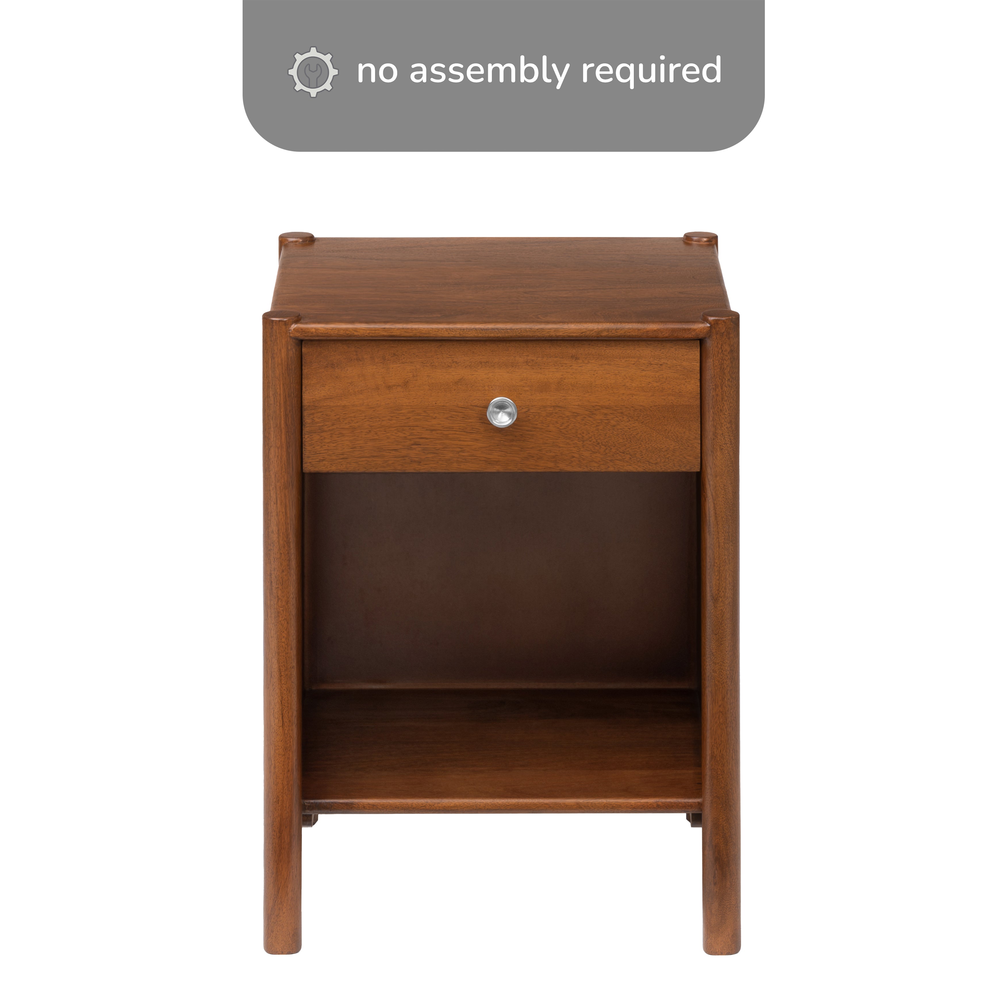 Eden Solid Wood Nightstand - Walnut