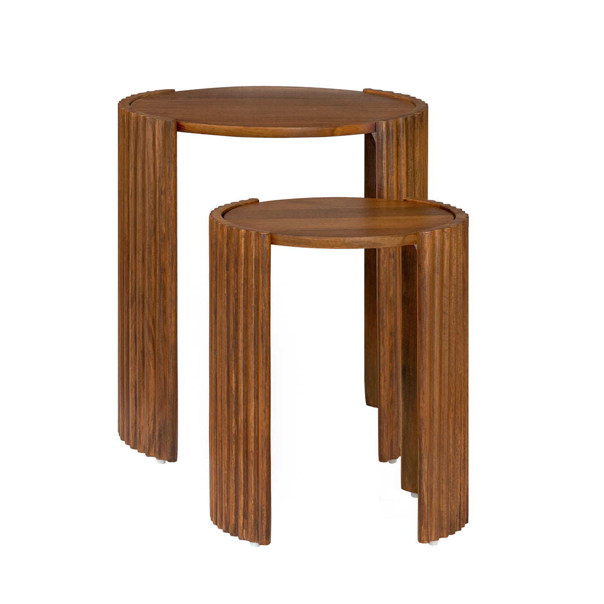 Lenni Nested Solid Wood End Table - Walnut