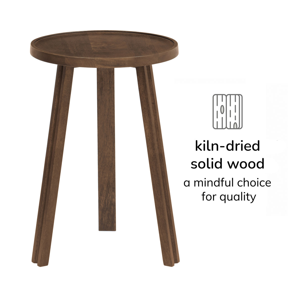 Ethel Solid Wood End Table - Hazel Brown