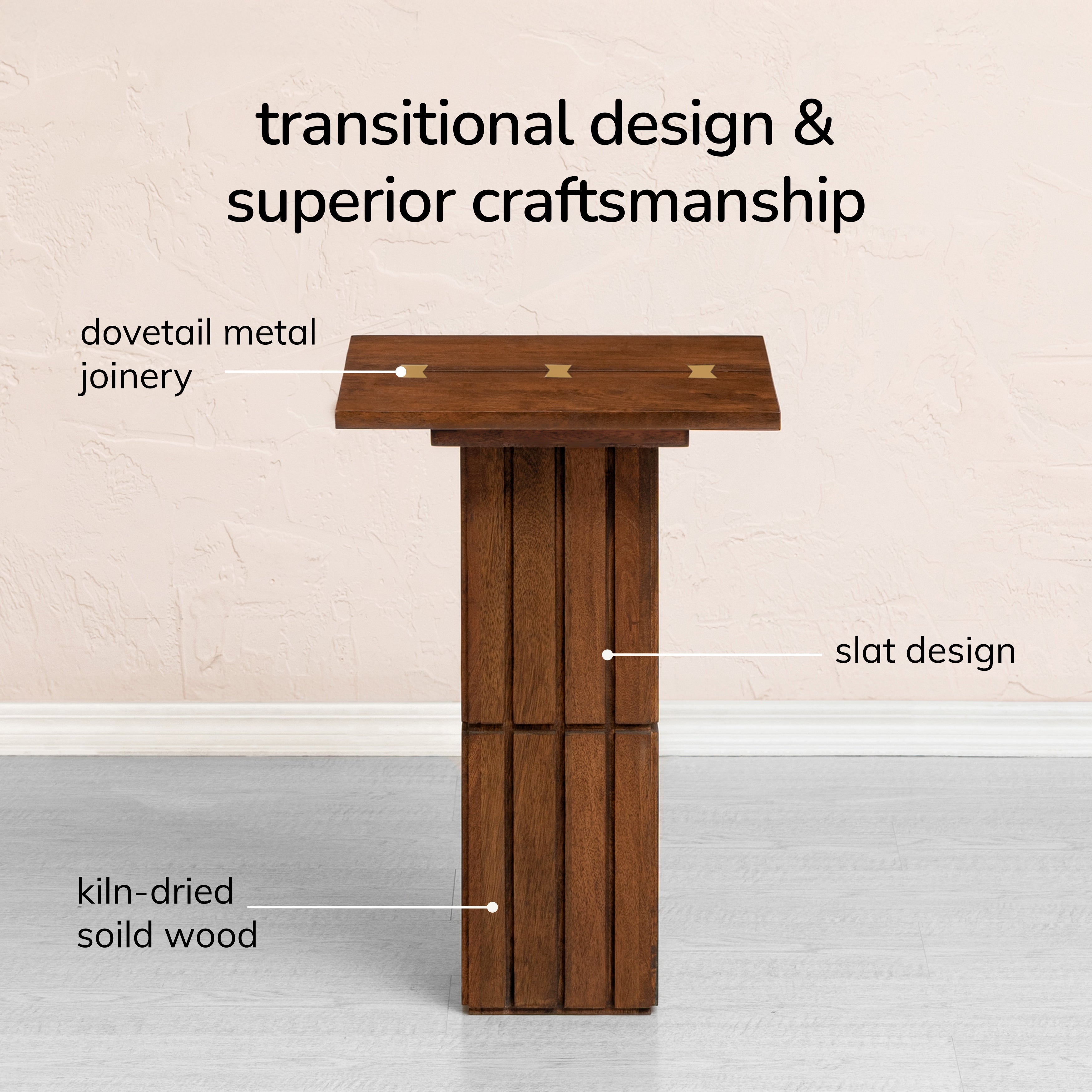 Alyssa Solid Wood End Table - Walnut