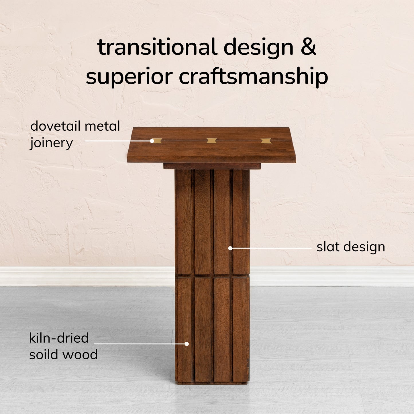 Alyssa Solid Wood End Table - Walnut