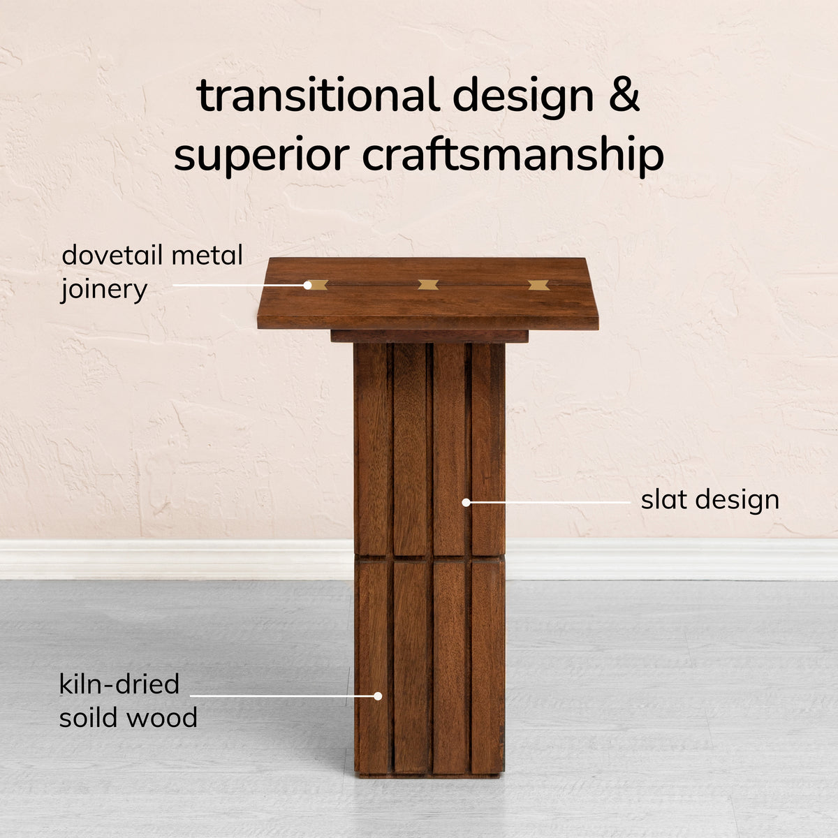 Alyssa Solid Wood End Table - Walnut