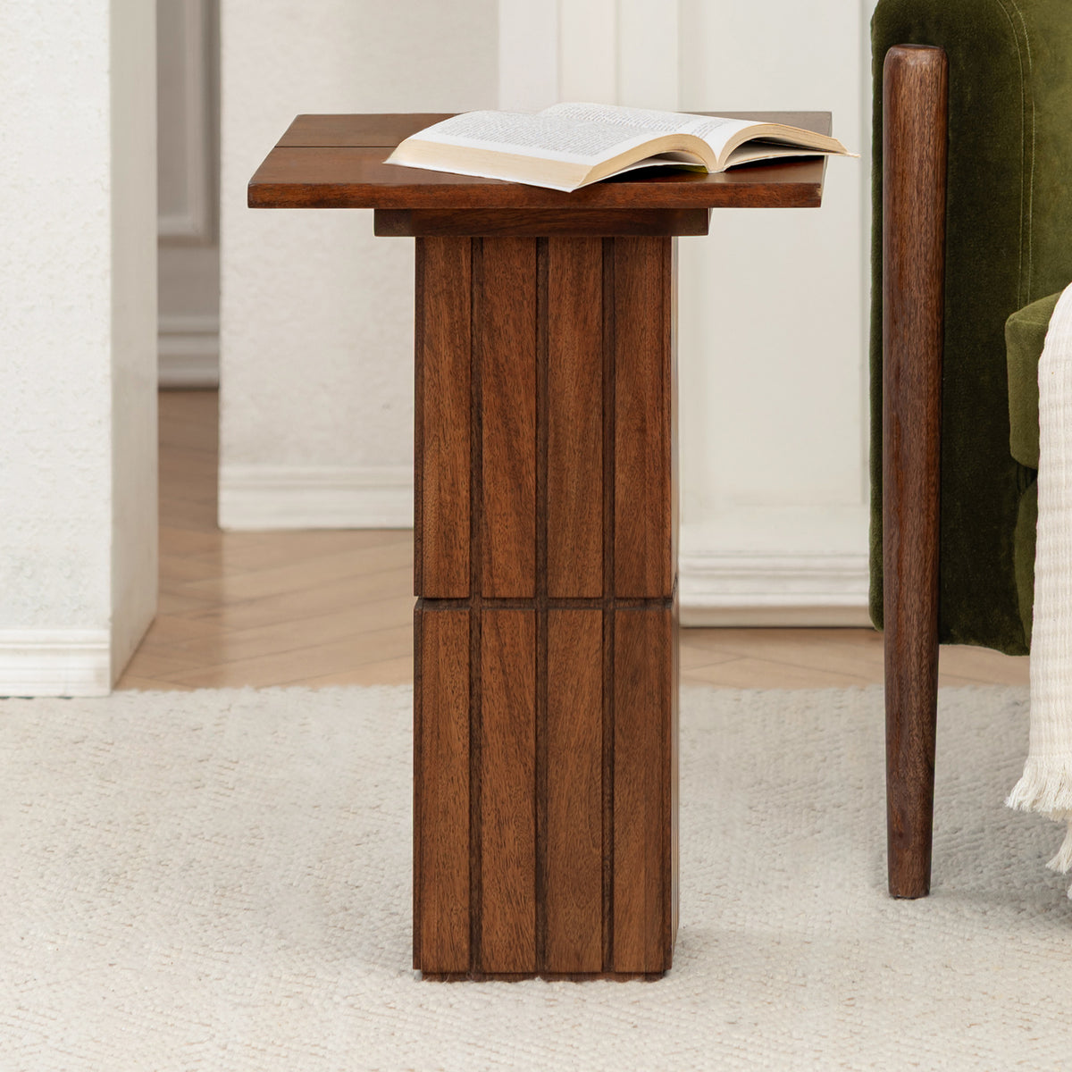 Alyssa Solid Wood End Table - Walnut