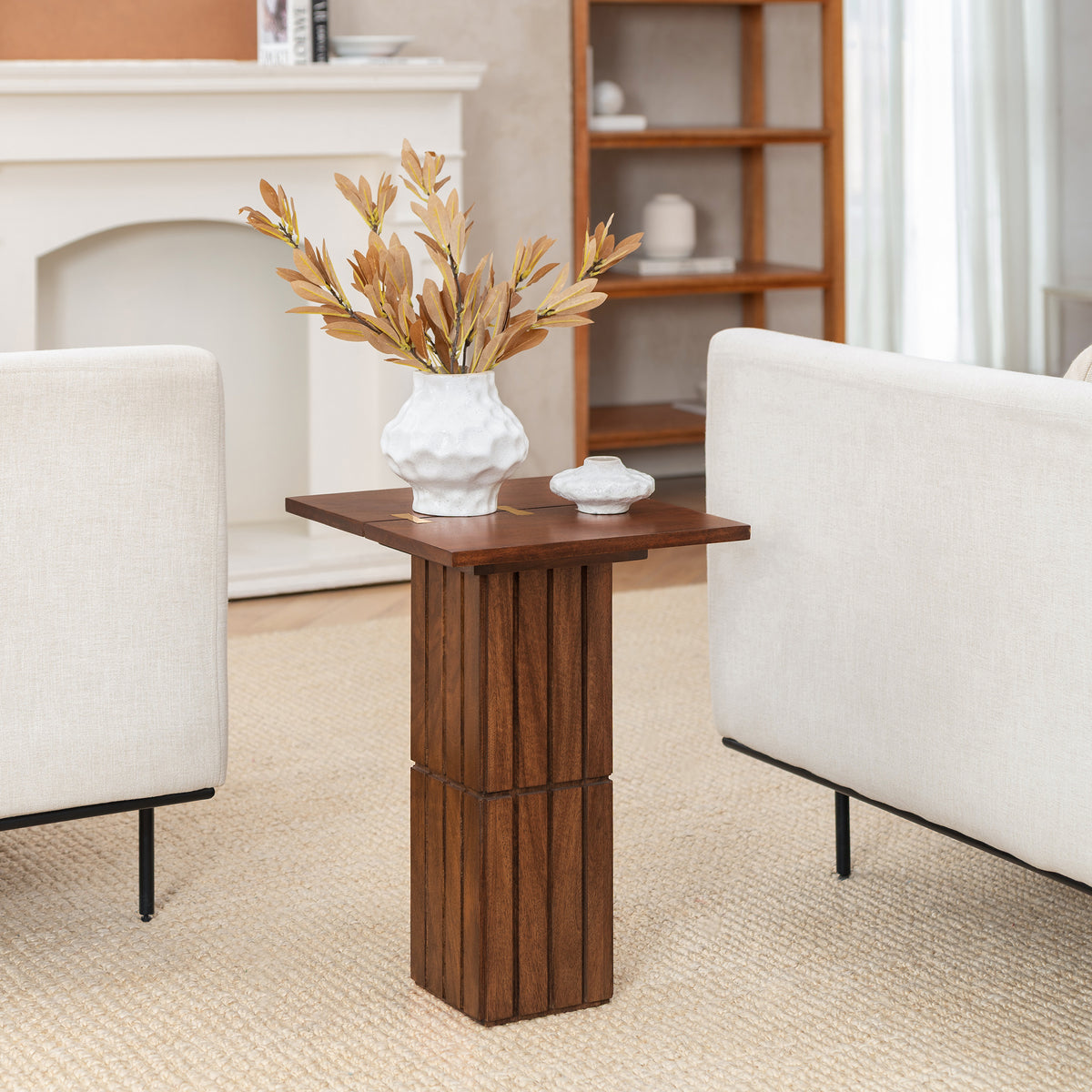 Alyssa Solid Wood End Table - Walnut