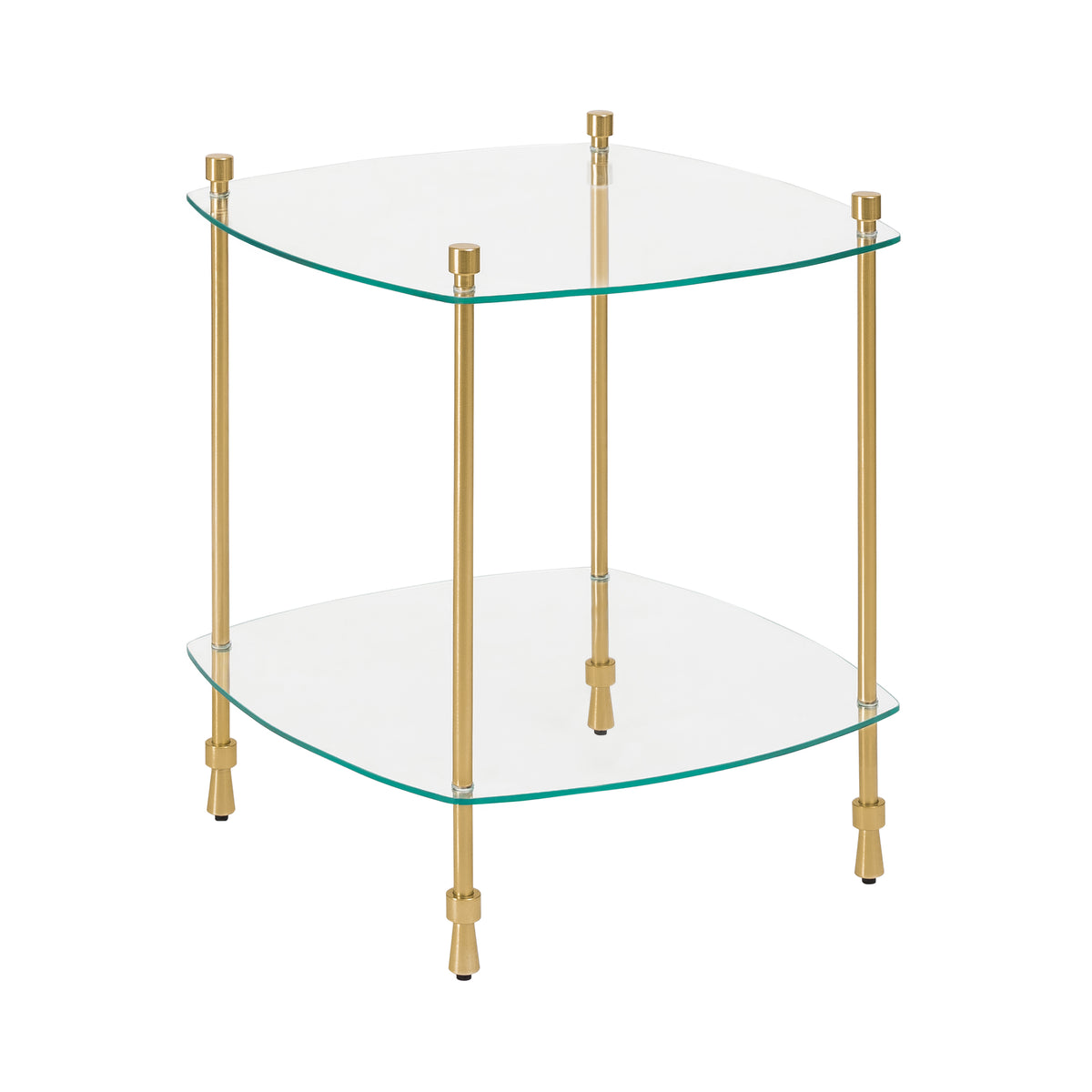 Veta Metal & Tempered Glass End Table - Antique Brass