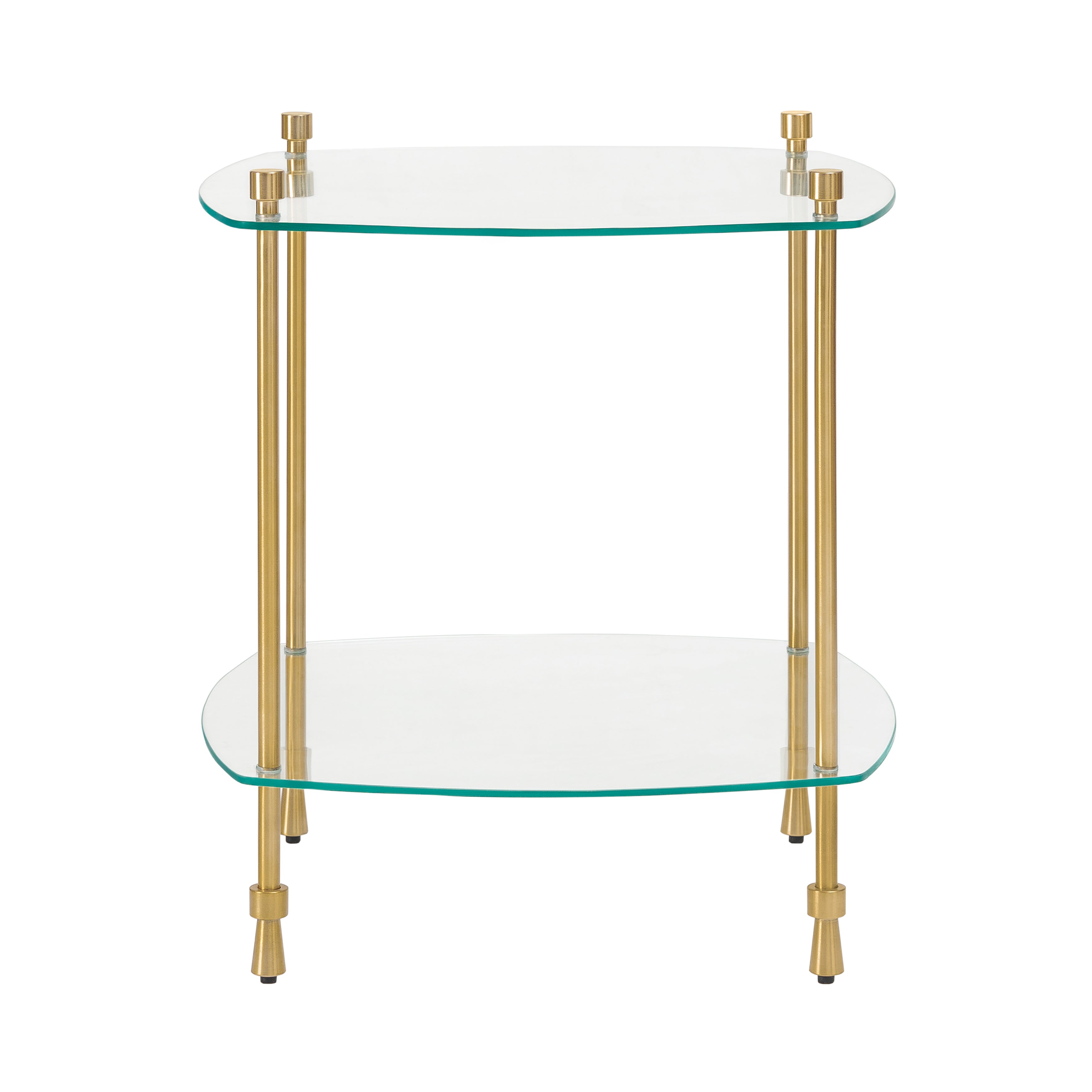 Veta Metal & Tempered Glass End Table - Antique Brass