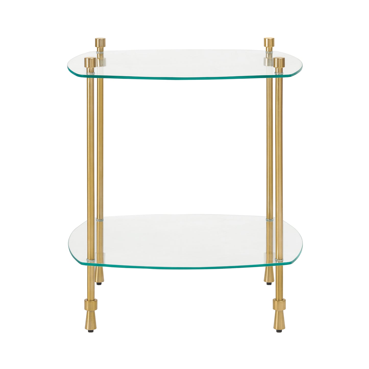 Veta Metal & Tempered Glass End Table - Antique Brass