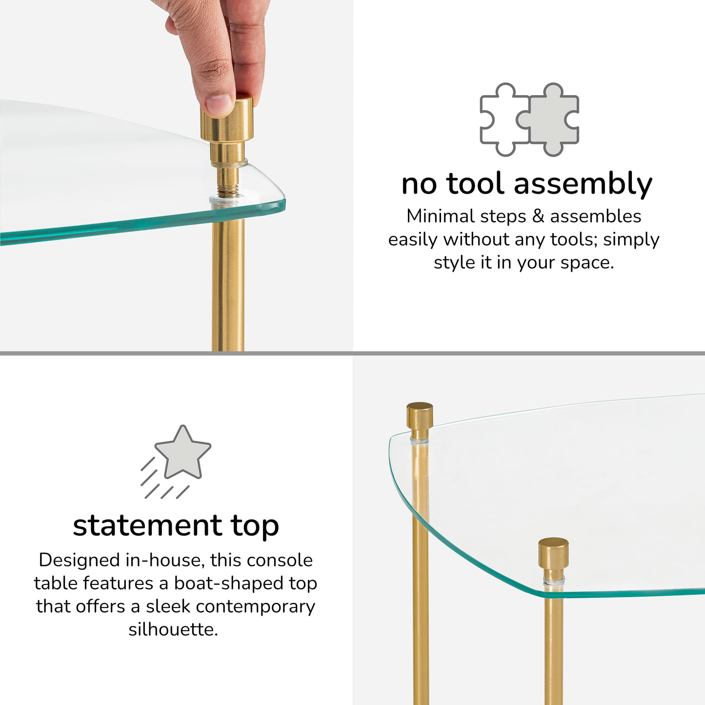 Veta Metal & Tempered Glass Coffee Table - Antique Brass