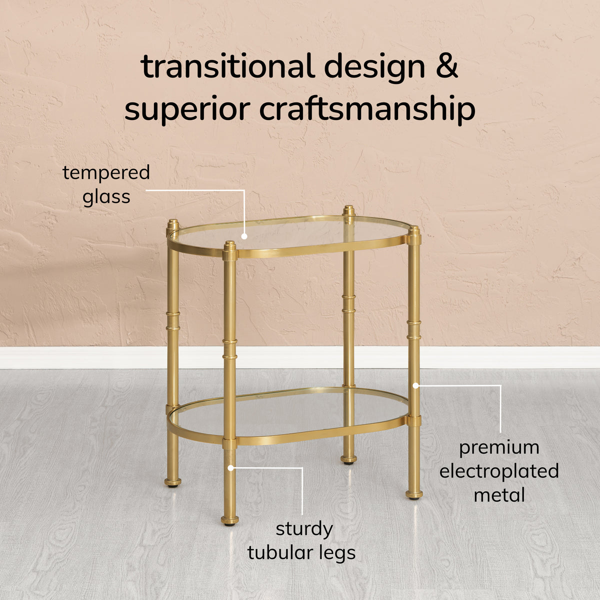 Remi Metal & Tempered Glass End Table - Antique Brass