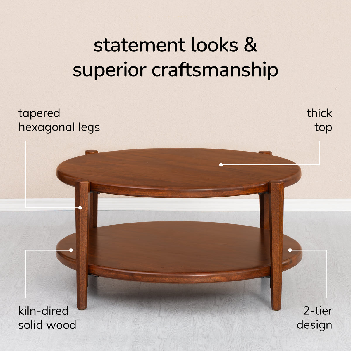 Cherokee Coffee & Cocktail Tables Solid Wood - Walnut