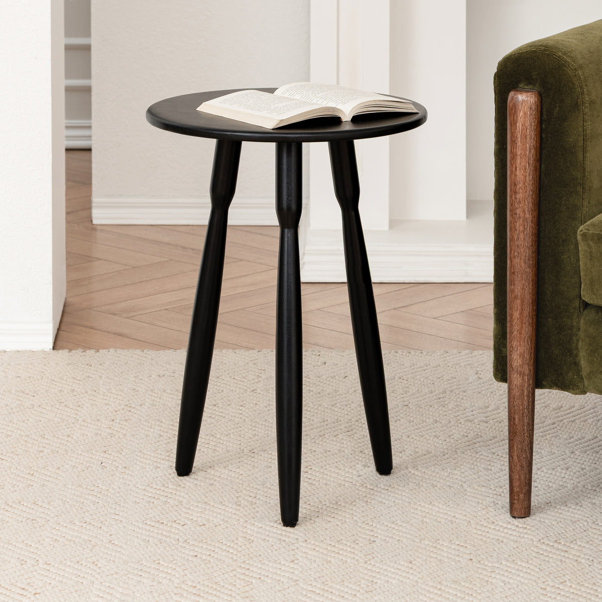 Betty Solid Wood End Table - Black