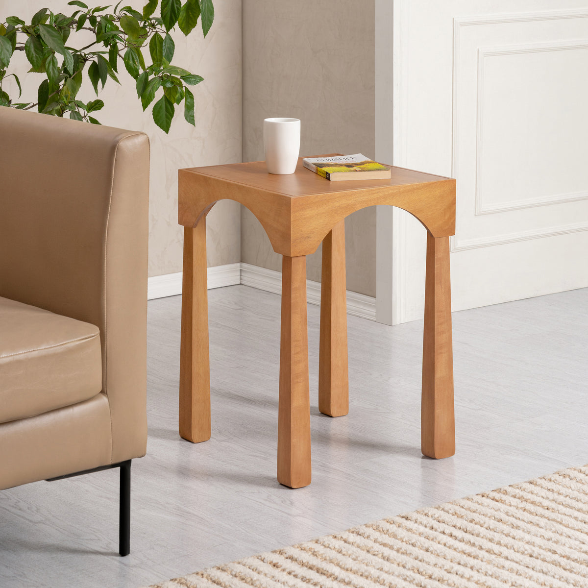 Casa Solid Wood + Veneer End Table - Mid Tone Honey